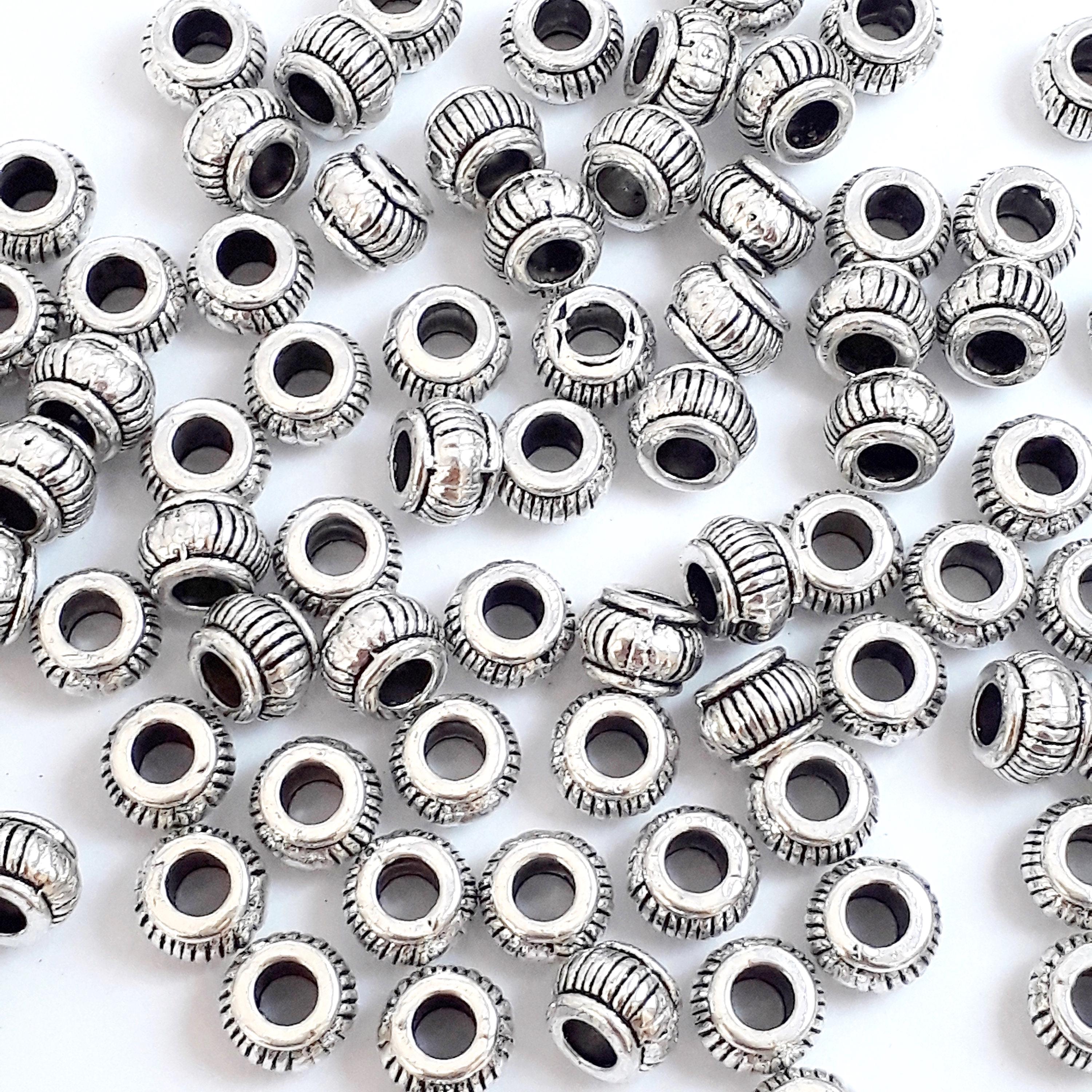 Striped Rondelle Antique Silver 7x5mm - 20pcs