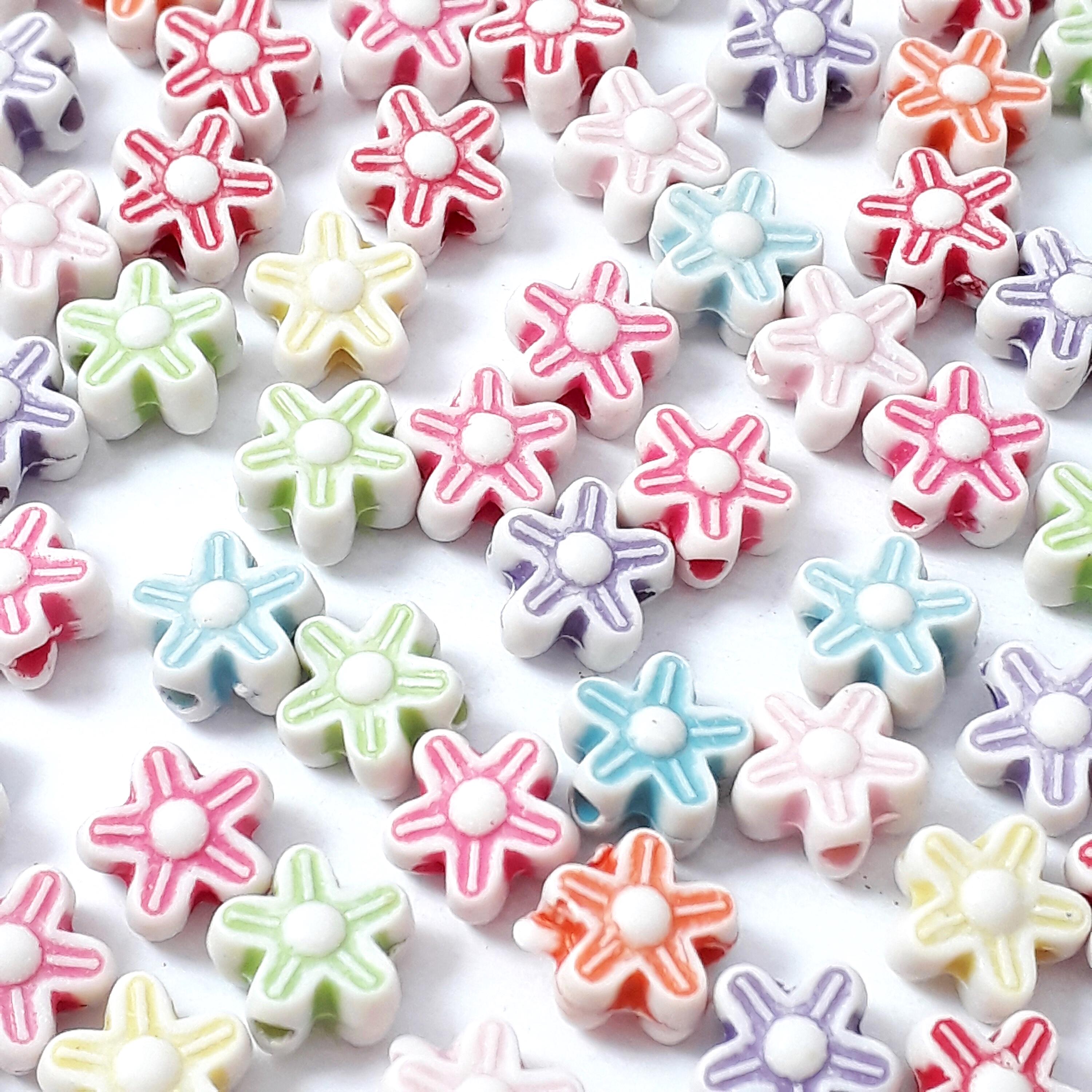 200pcs Flower Acrylic Mixed Colour 9mm - 200pcs