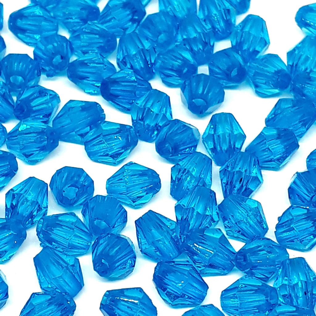 Dark Aqua Blue Acrylic Faceted Bicone 6x5mm 30g