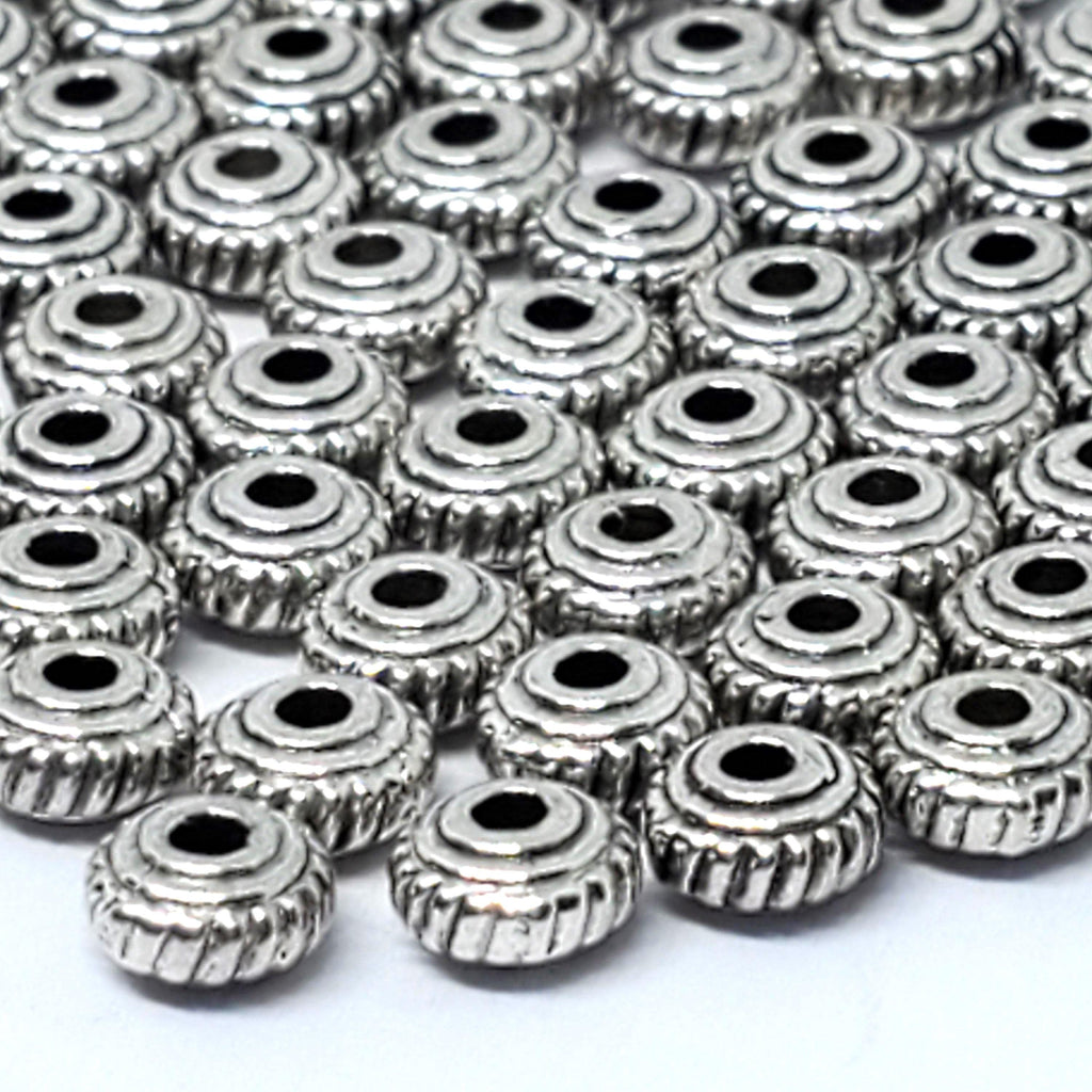 Small Antique Silver Saucer Spacers 5mm - 100pcs