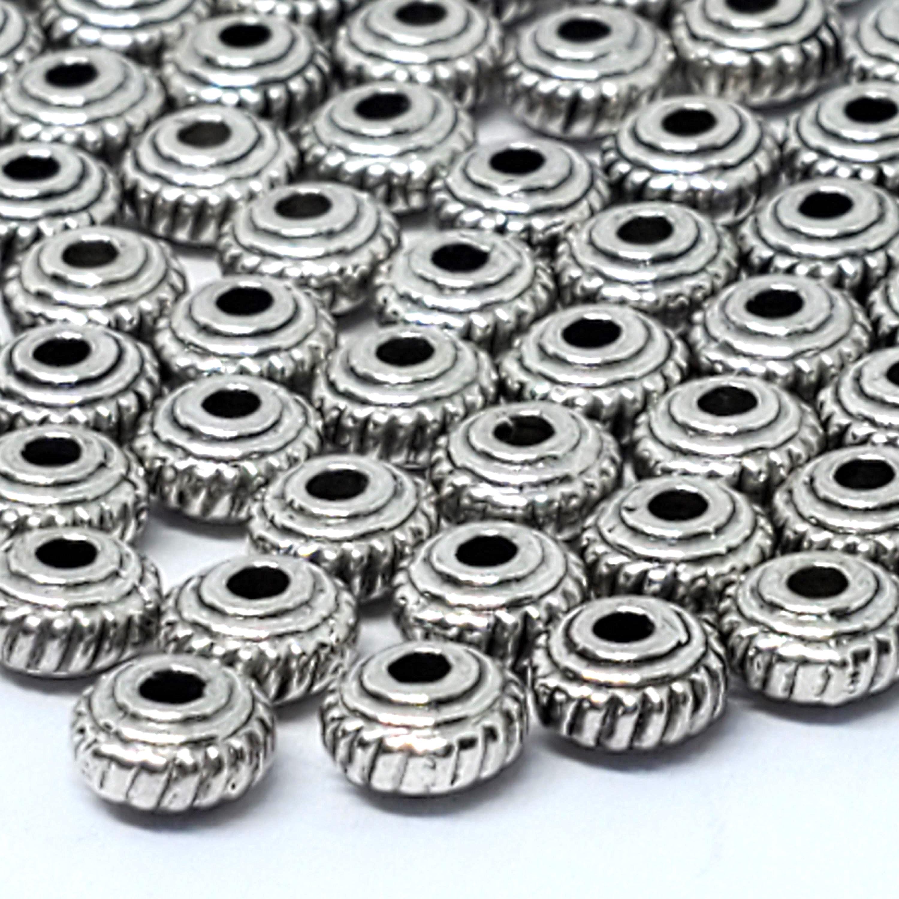 Small Antique Silver Saucer Spacers 5mm - 100pcs