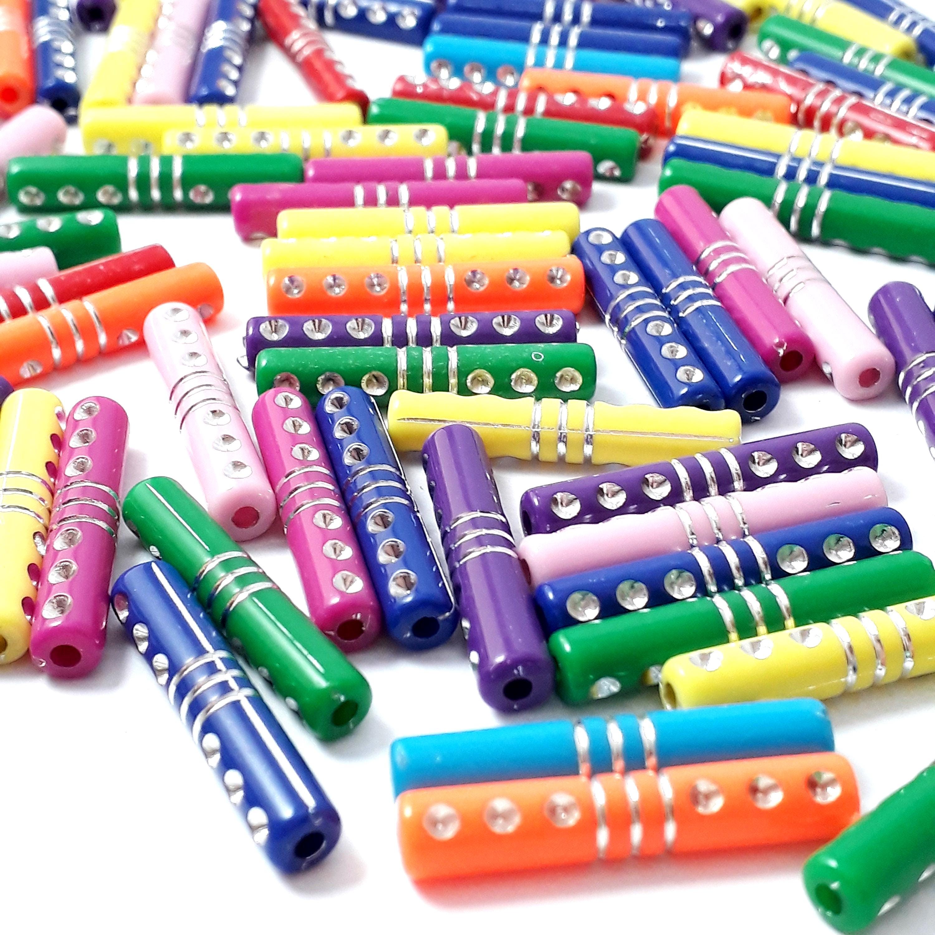 Silver Pattern Acrylic Tube 27x5mm - 50pcs