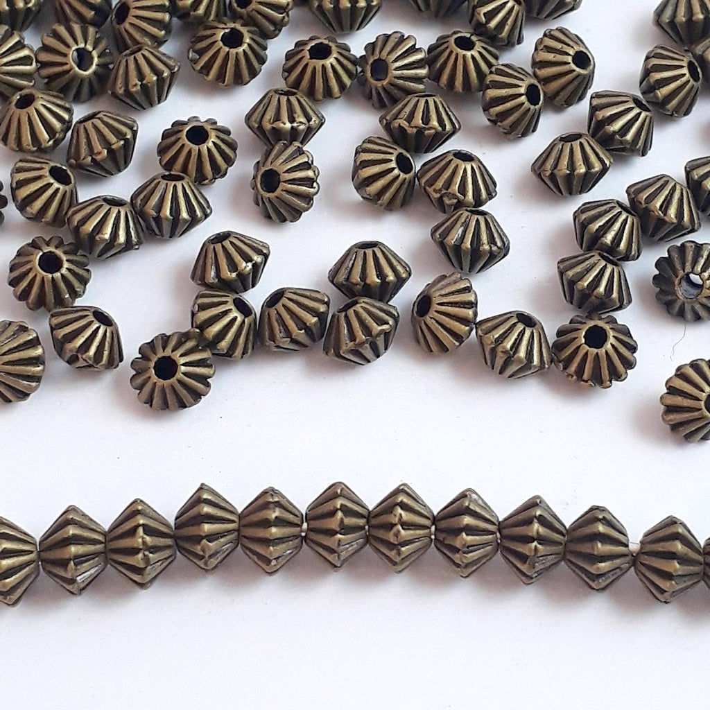 Fluted Bicone Antique Bronze 5x4mm - 50pcs