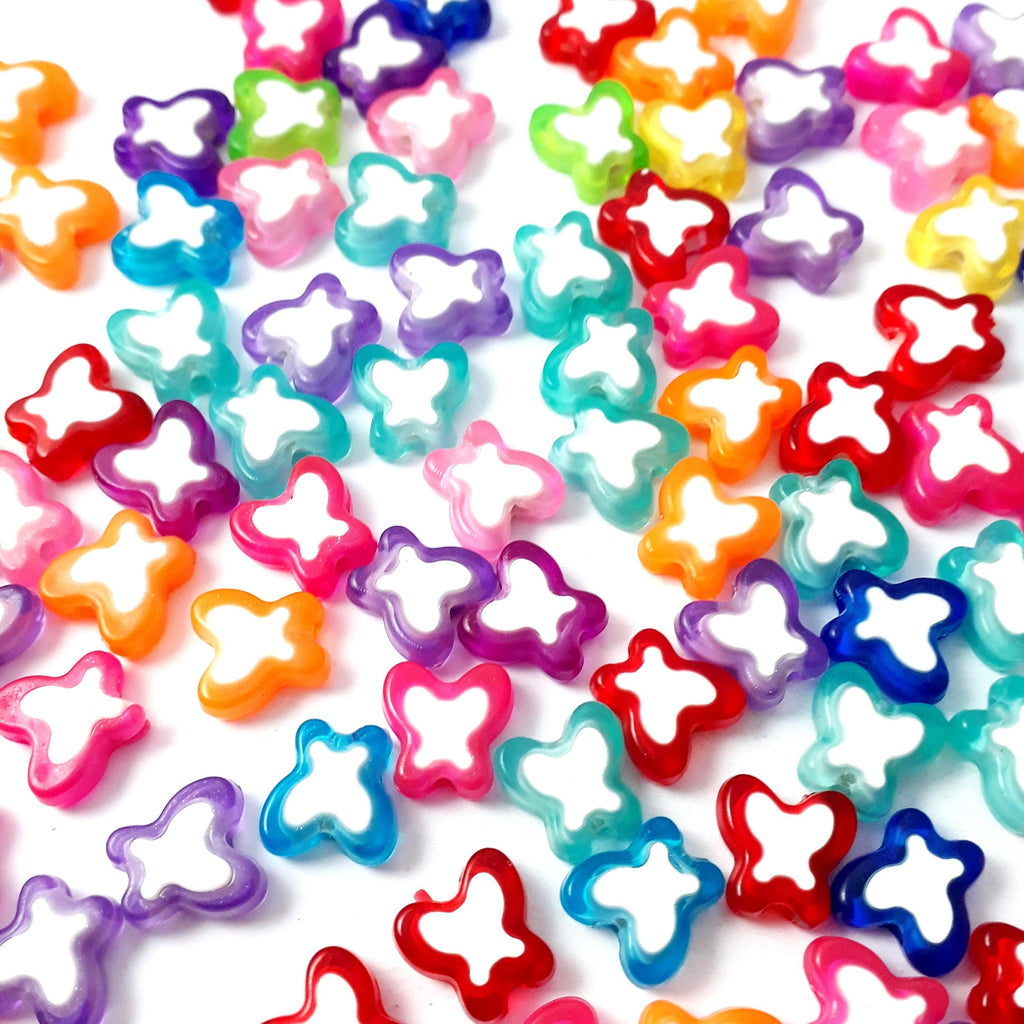 Butterfly Acrylic Mixed Colour 10x10mm - 50pcs