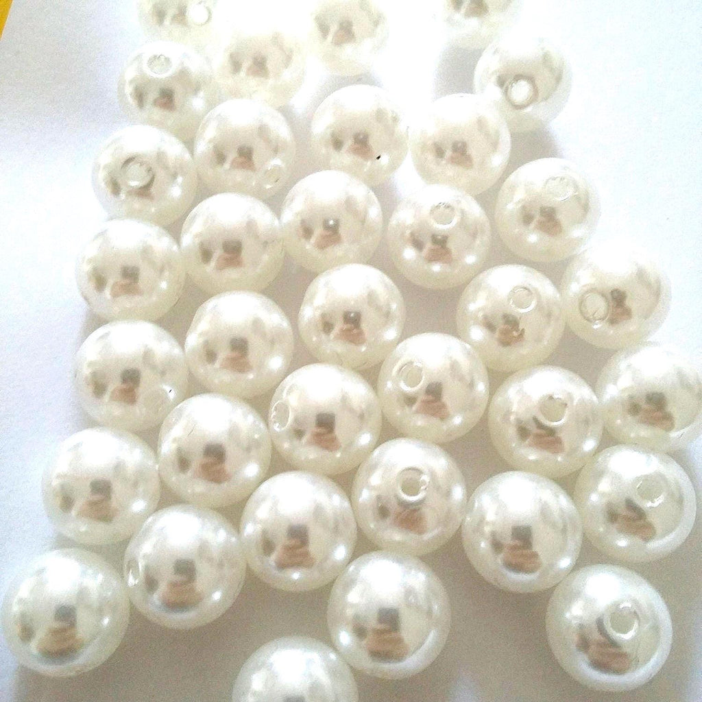 White Pearl Imitation Acrylic Round 12mm - 25pcs