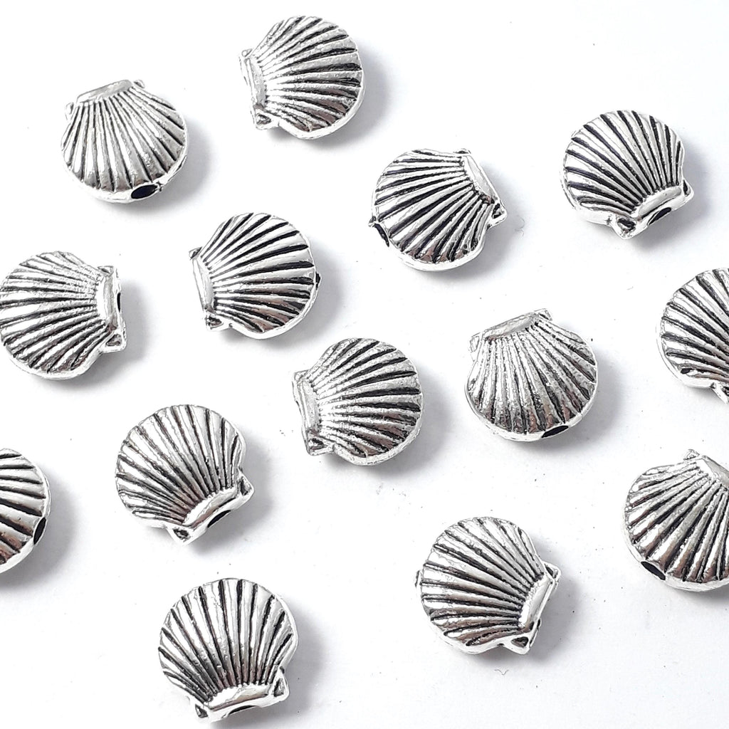 Scallop Shell Antique Silver 9x8mm - 10pcs