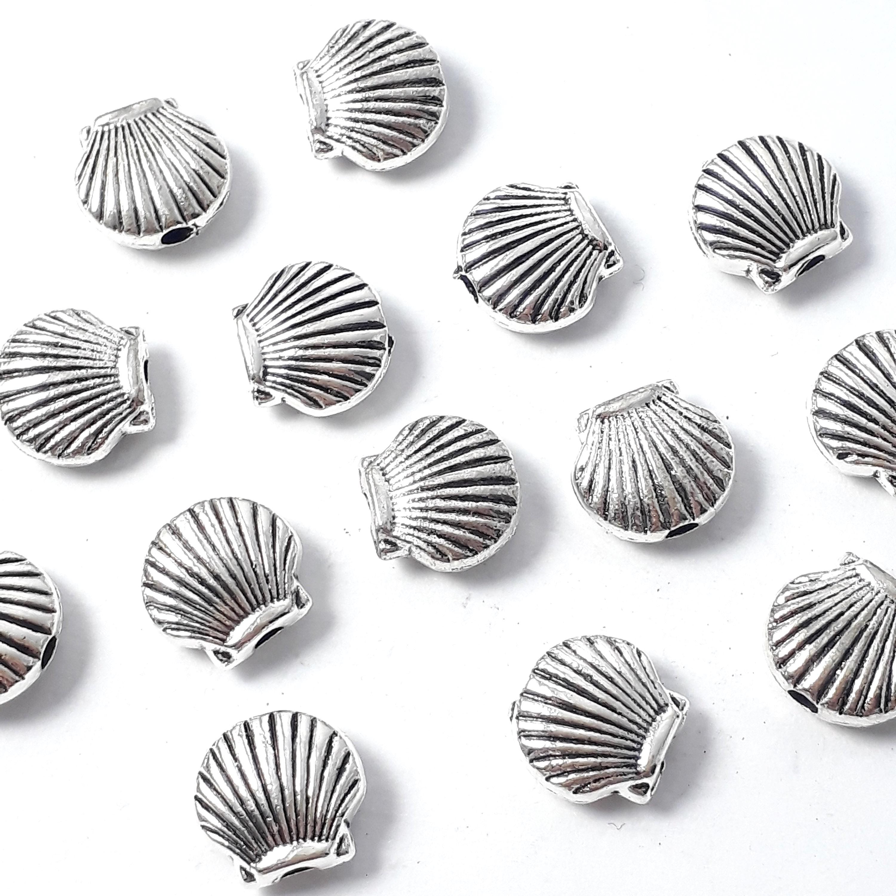 Scallop Shell Antique Silver 9x8mm - 10pcs