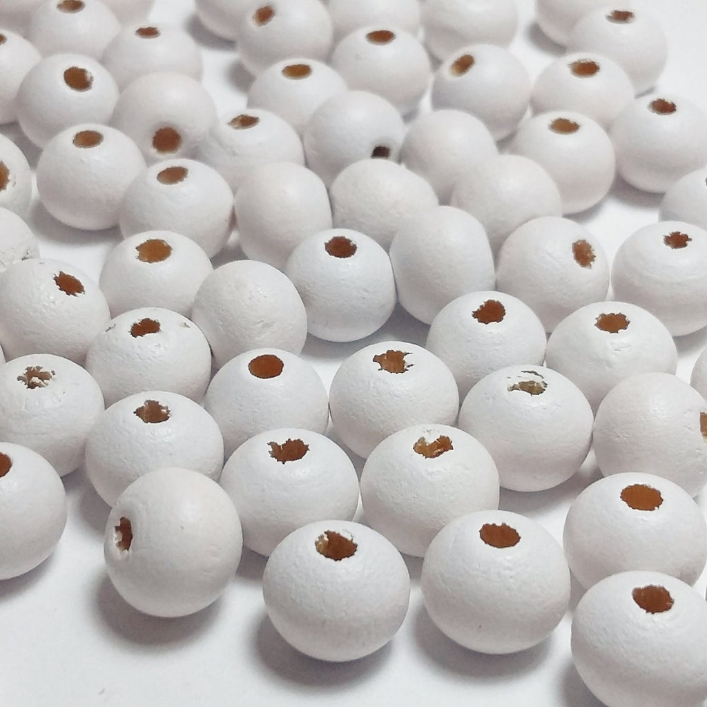White Dyed Wooden Round 8x7mm - 100pcs