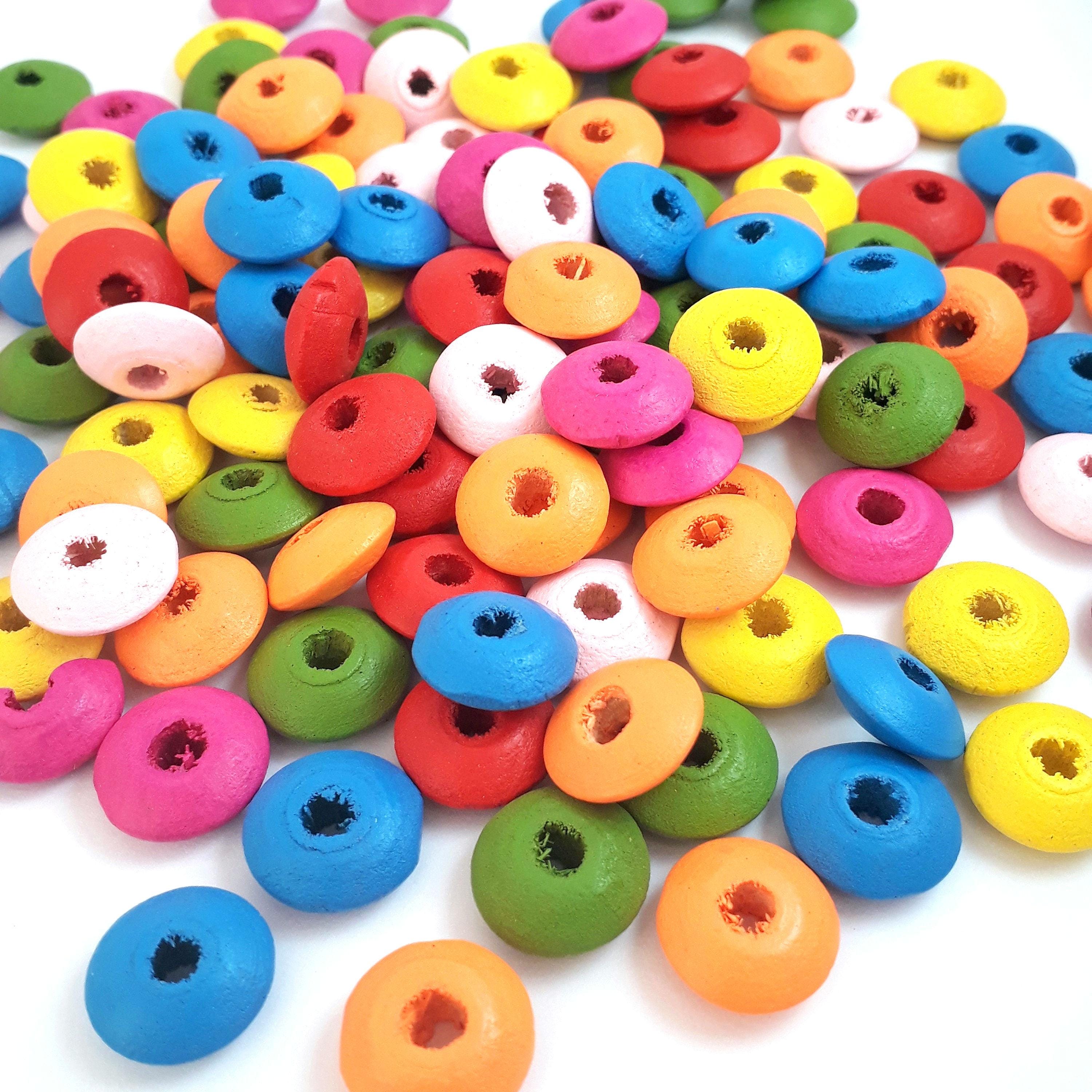 Wooden Rondelle Mixed Colour 14x6mm - 100pcs