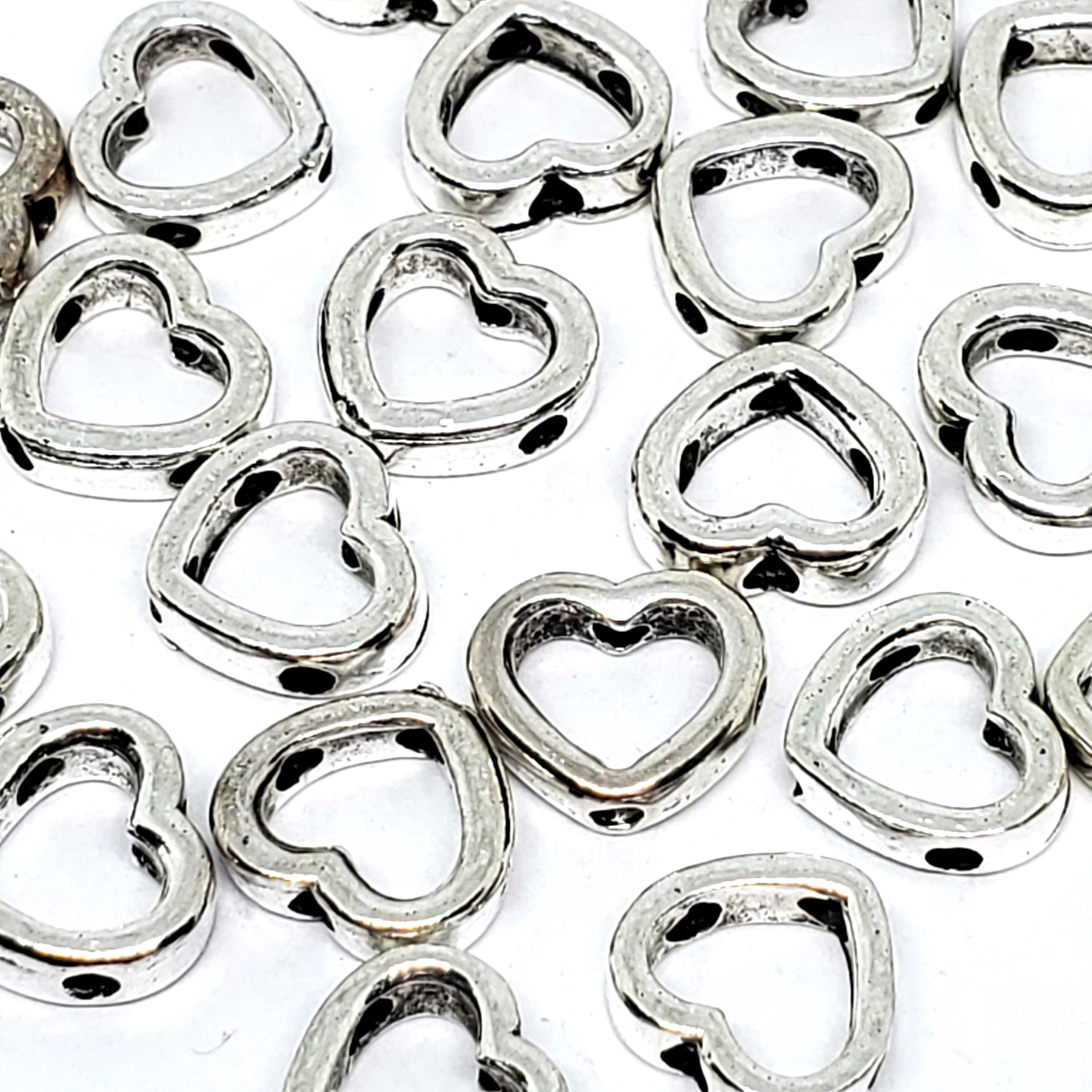 Hollow Heart Antique Silver 11x10mm - 10pcs