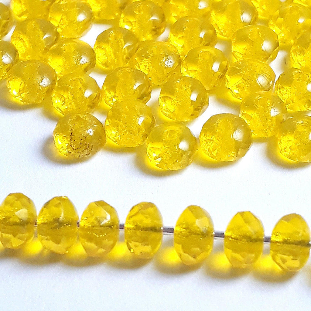 Yellow Czech Glass Faceted Rondelle 5x3mm - 40pcs