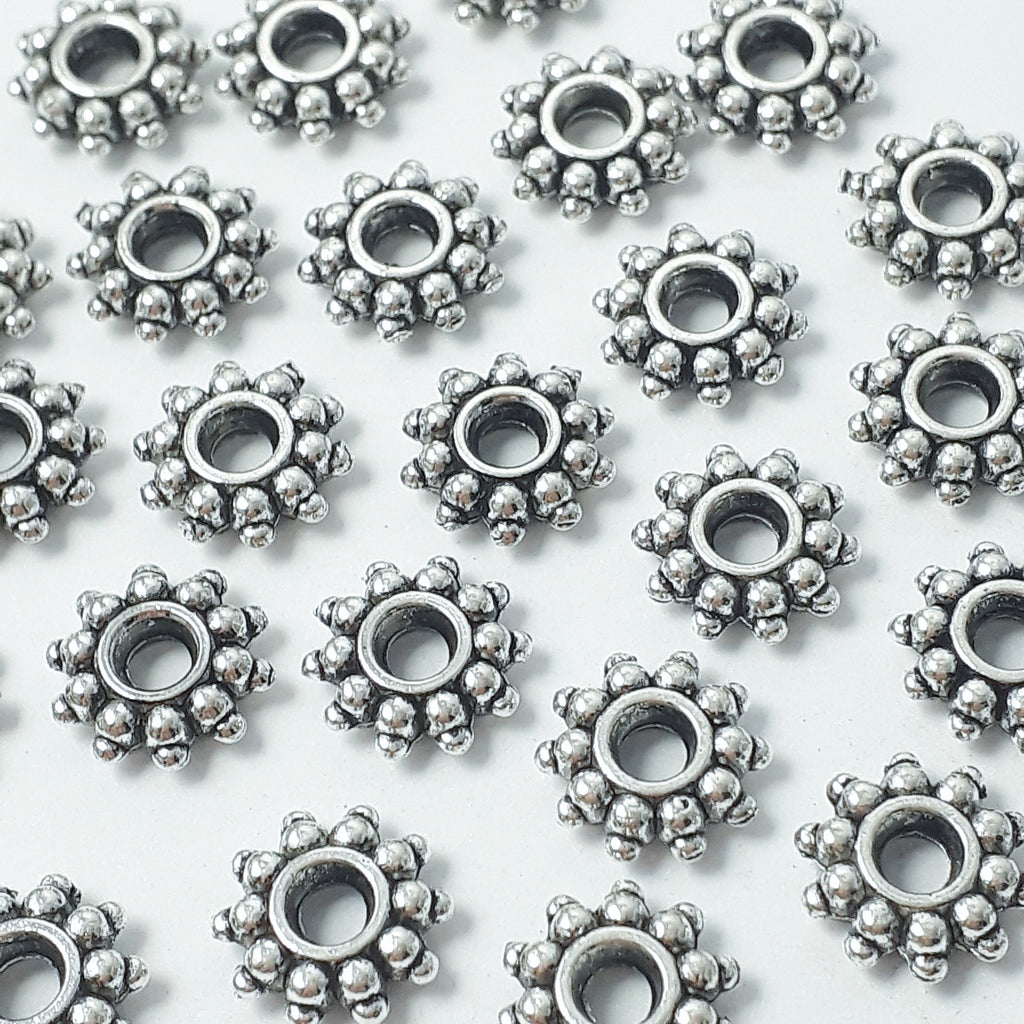 Flower Ring Spacer Antique Silver 9mm - 20pcs