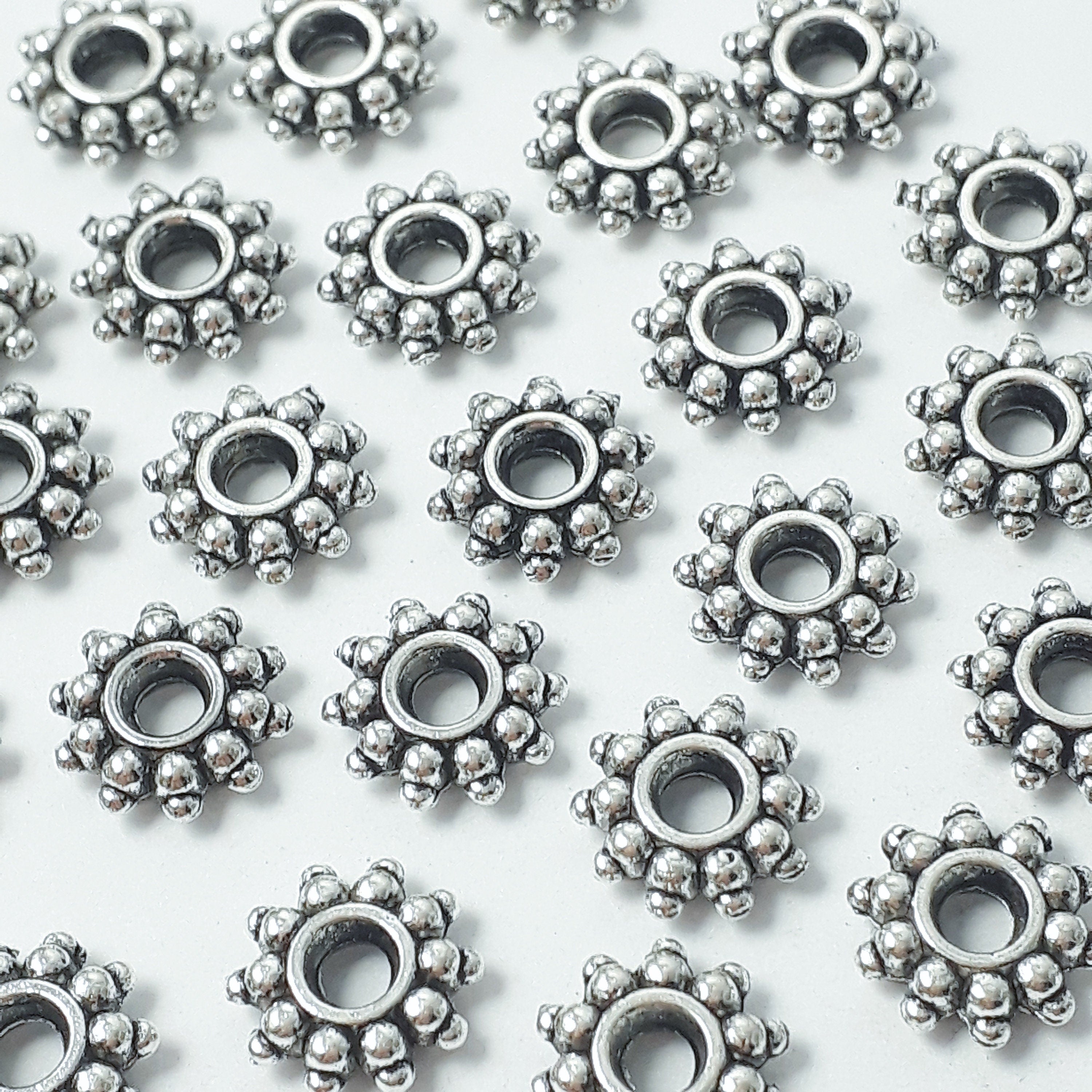 Flower Ring Spacer Antique Silver 9mm - 20pcs