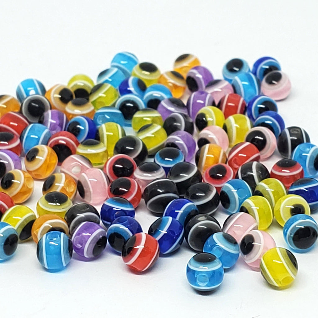 Evil Eye Resin Round Mixed Colour 5mm - 50pcs