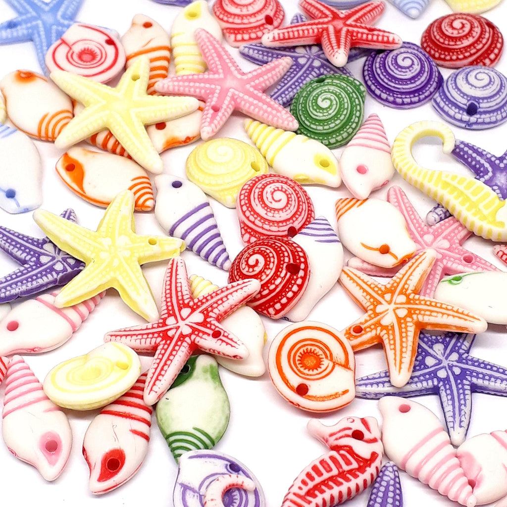 Acrylic Fish & Shell Mix - 50pcs