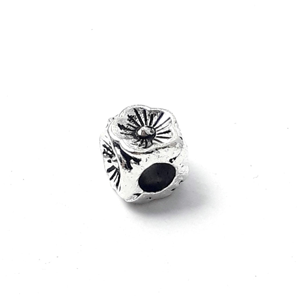 Flower Cube Antique Silver 5mm - 20pcs