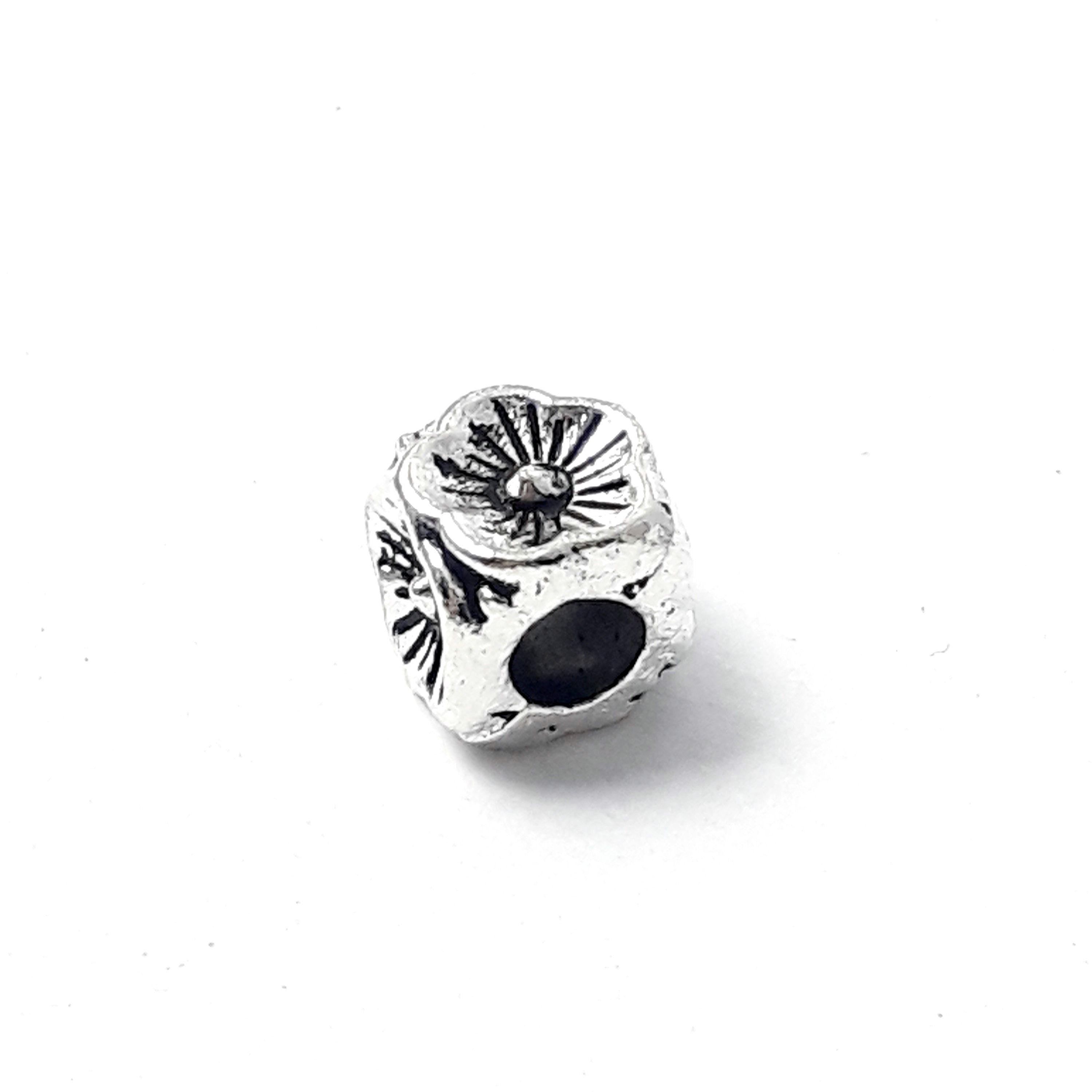 Flower Cube Antique Silver 5mm - 20pcs