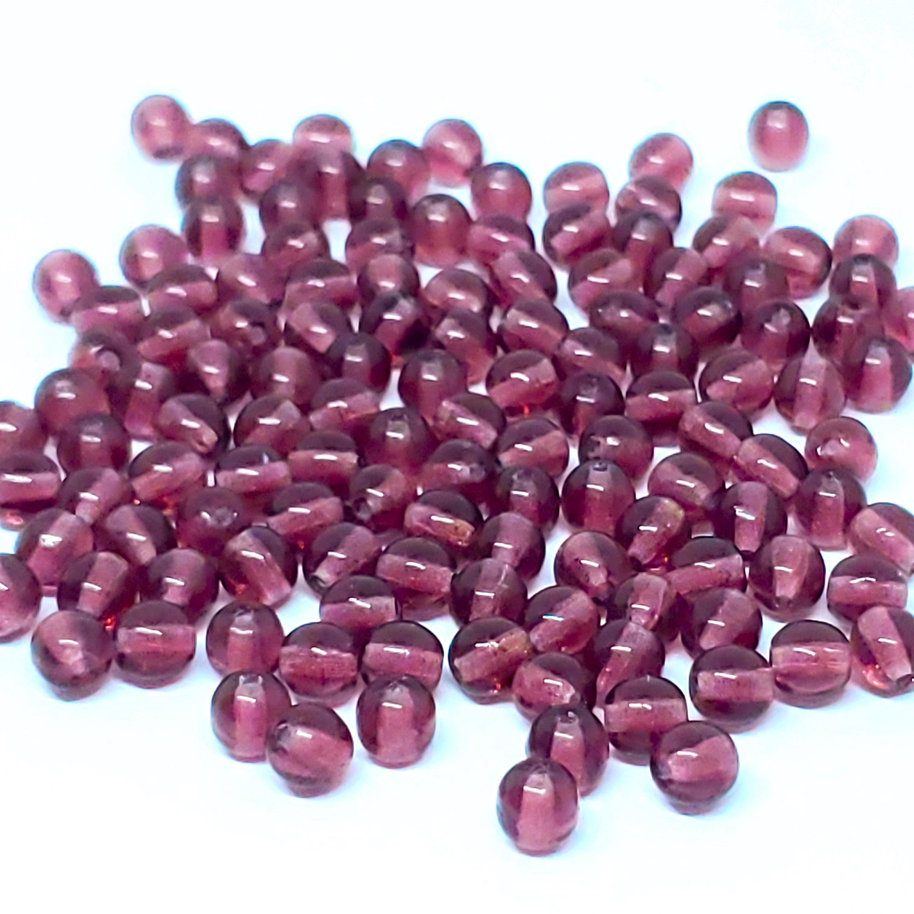 Purple Transparent Czech Glass Round 5mm - 60pcs