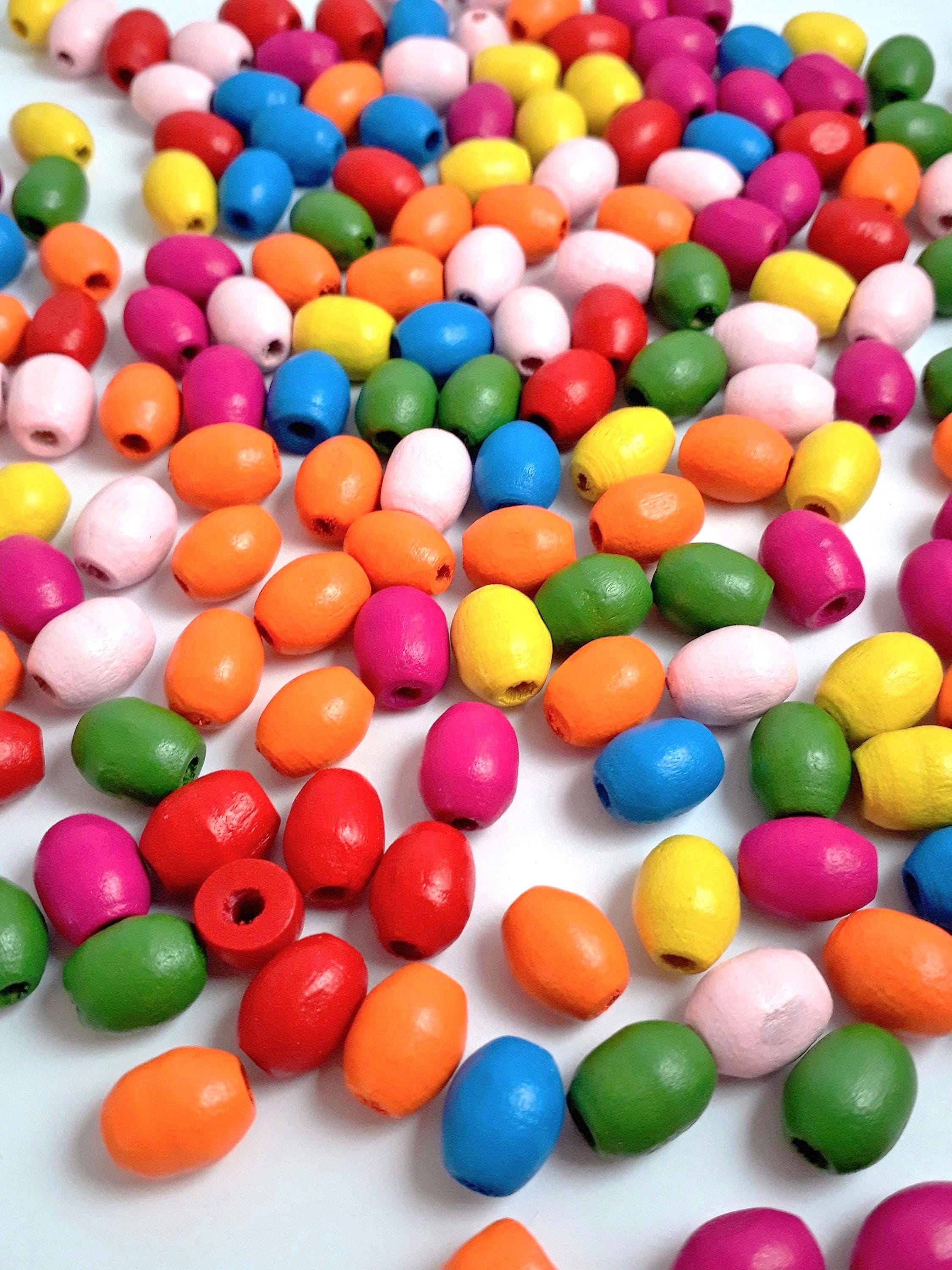 Wooden Oval Mixed Colour 10x8mm - 100pcs