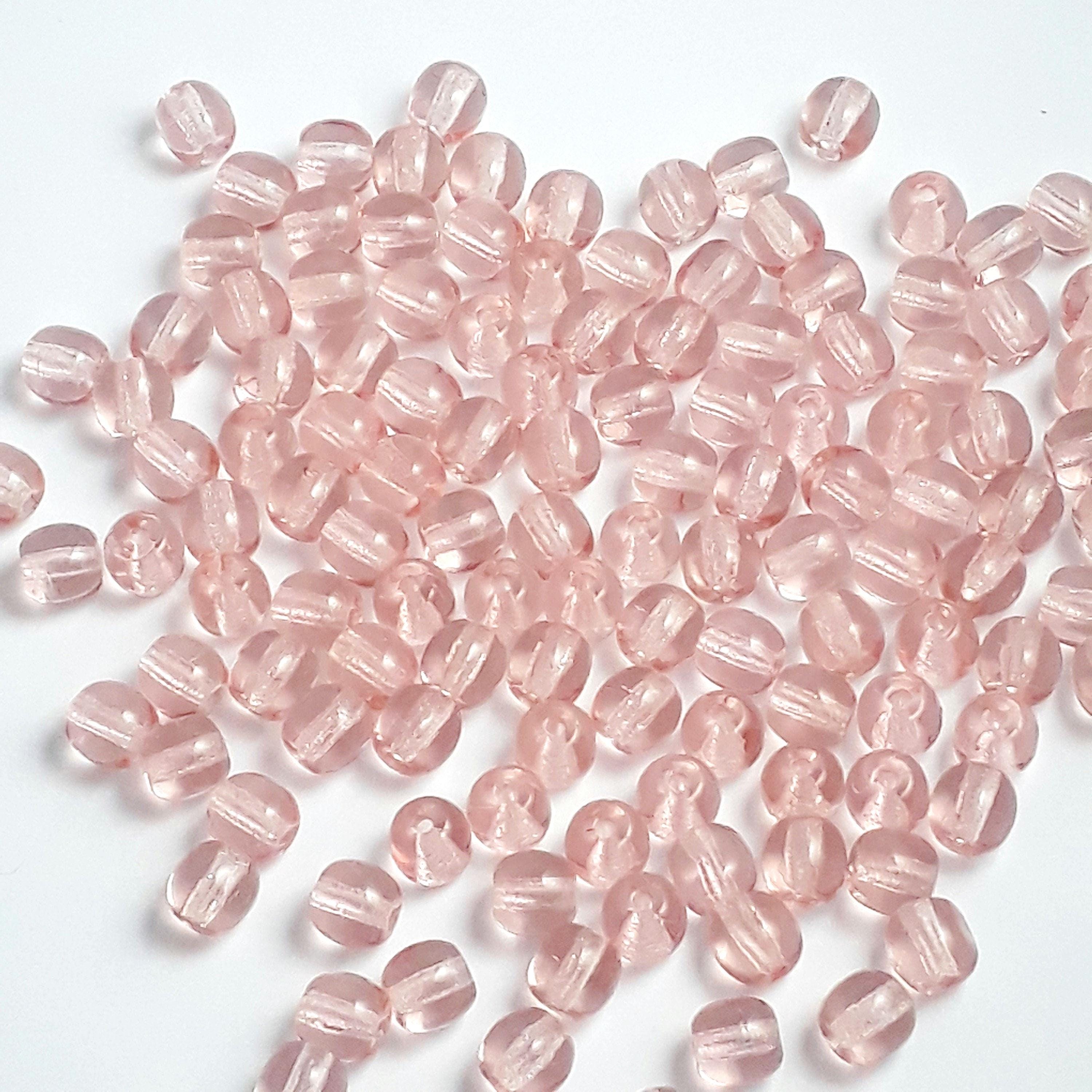 Transparent Pink Czech Glass Round 5mm - 40pcs