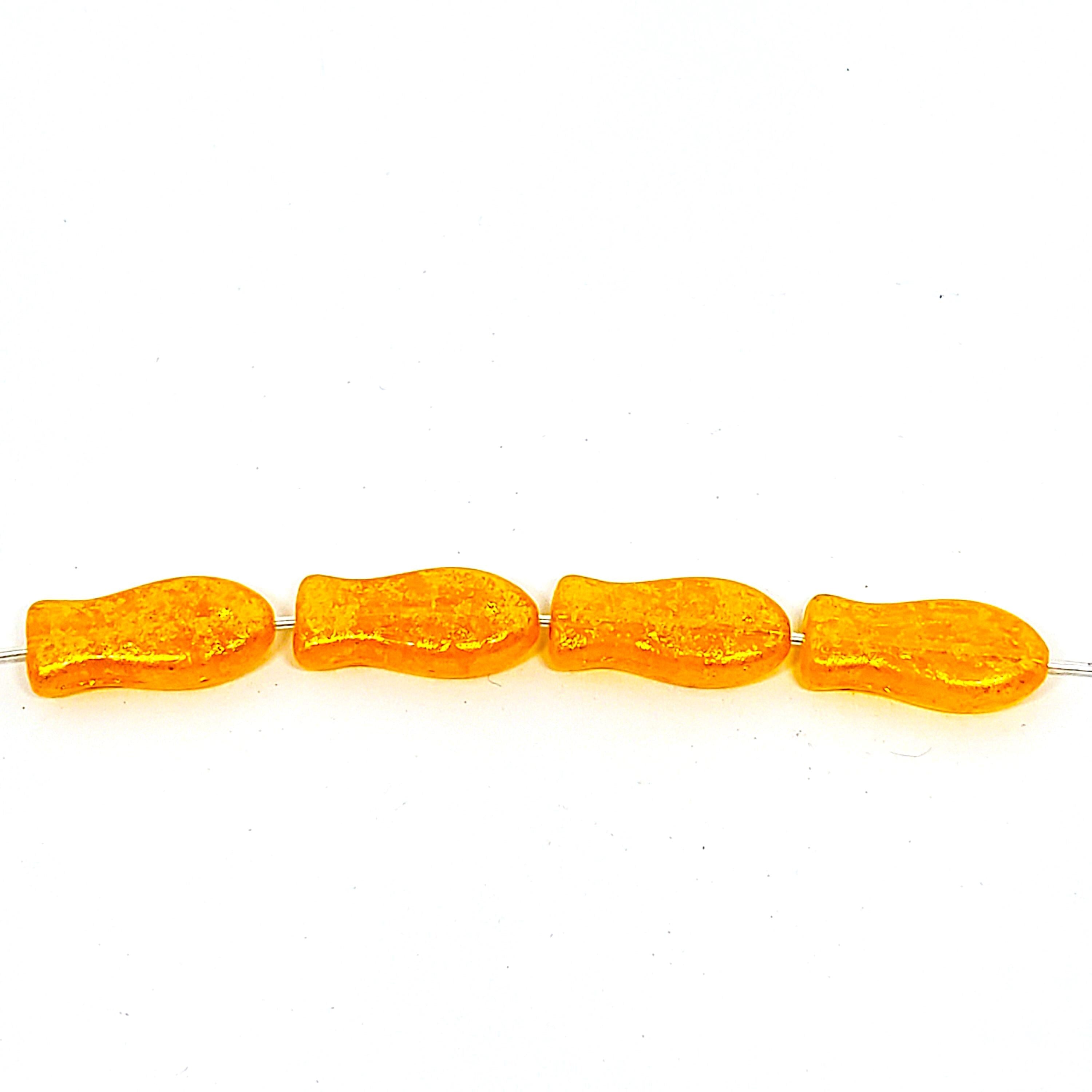 Sunshine Yellow & Gold Lustre Czech Glass Fish 14x7mm - 10pcs