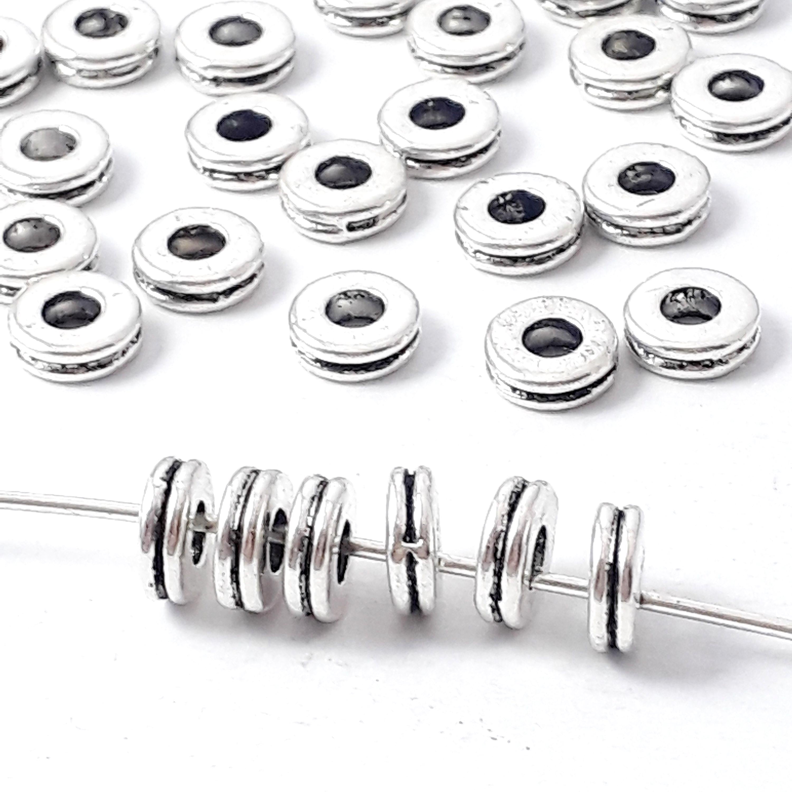 Double Ring Antique Silver 6mm - 25pcs