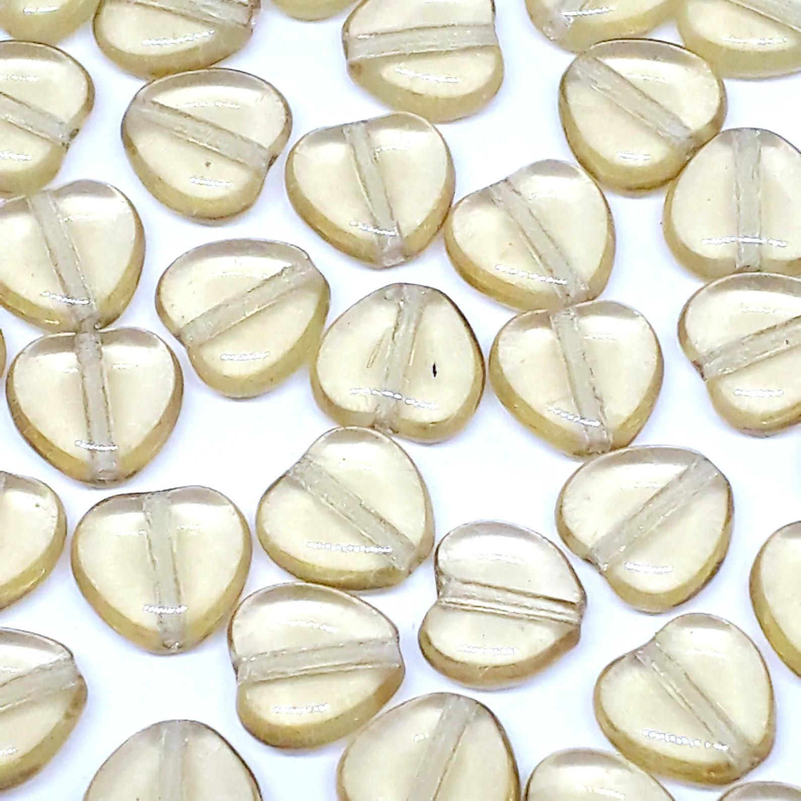 Light Brown Heart Czech Glass 8mm - 20pcs