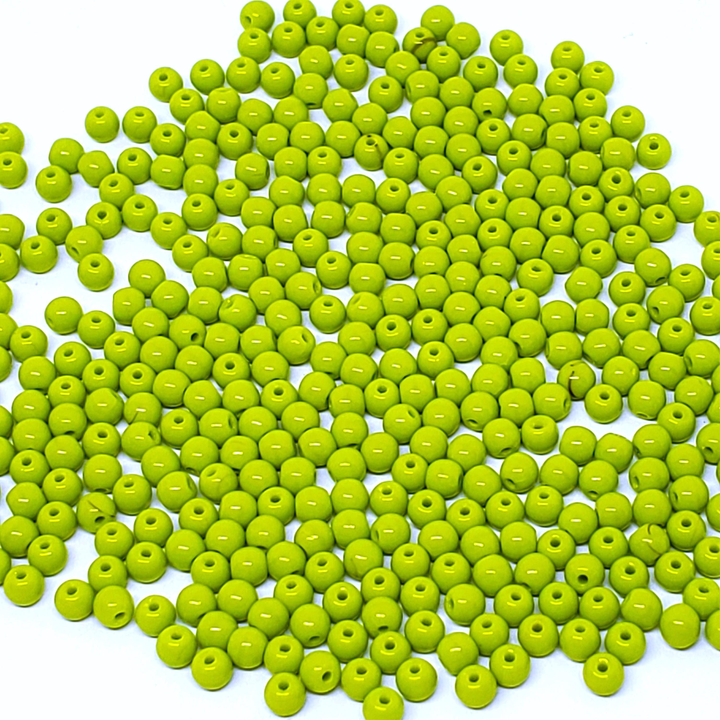 Opaque Apple Green Czech Glass Round 3mm - 120pcs