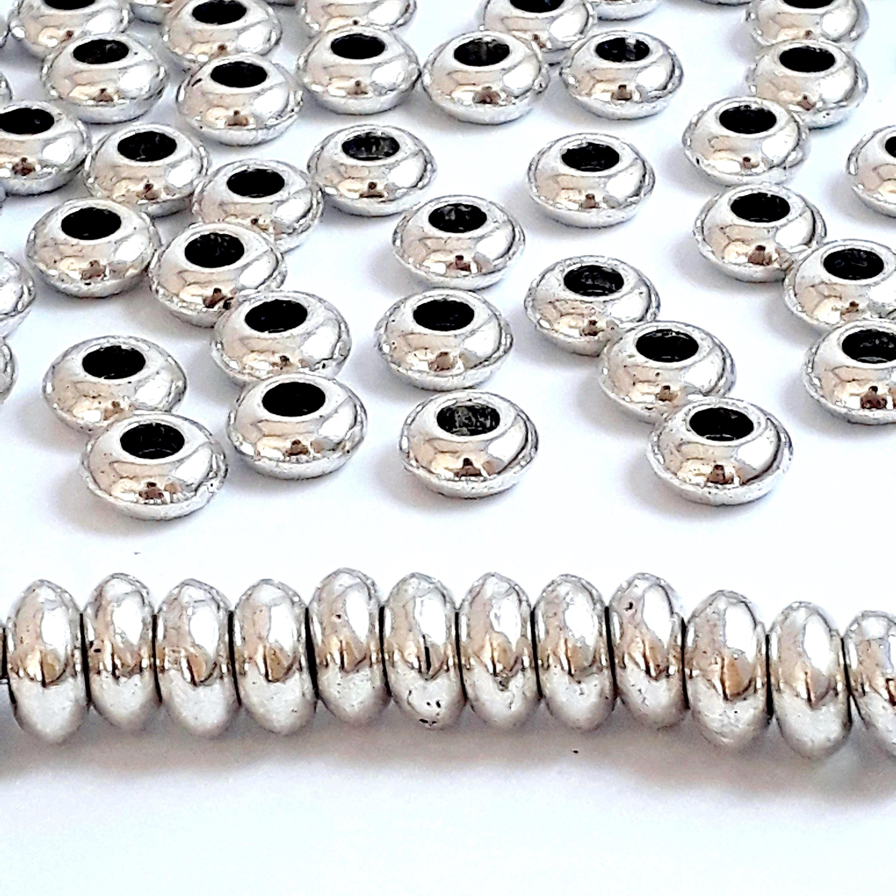 Smooth Donut Spacer Antique Silver 8x4mm - 20pcs