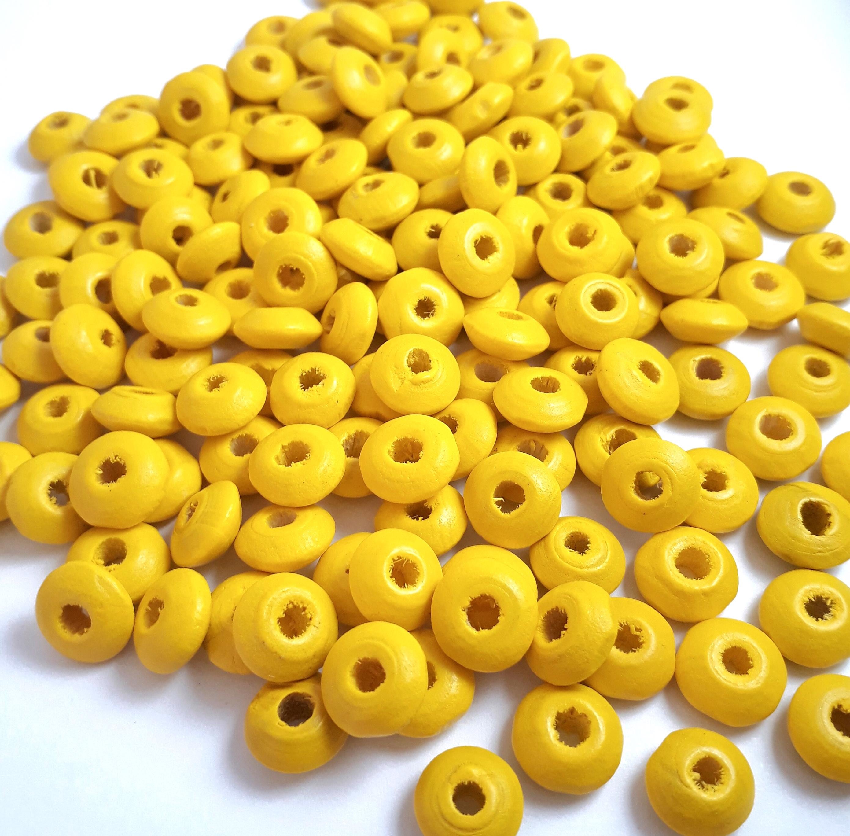 Yellow Wood Rondelle 10mm - 100pcs