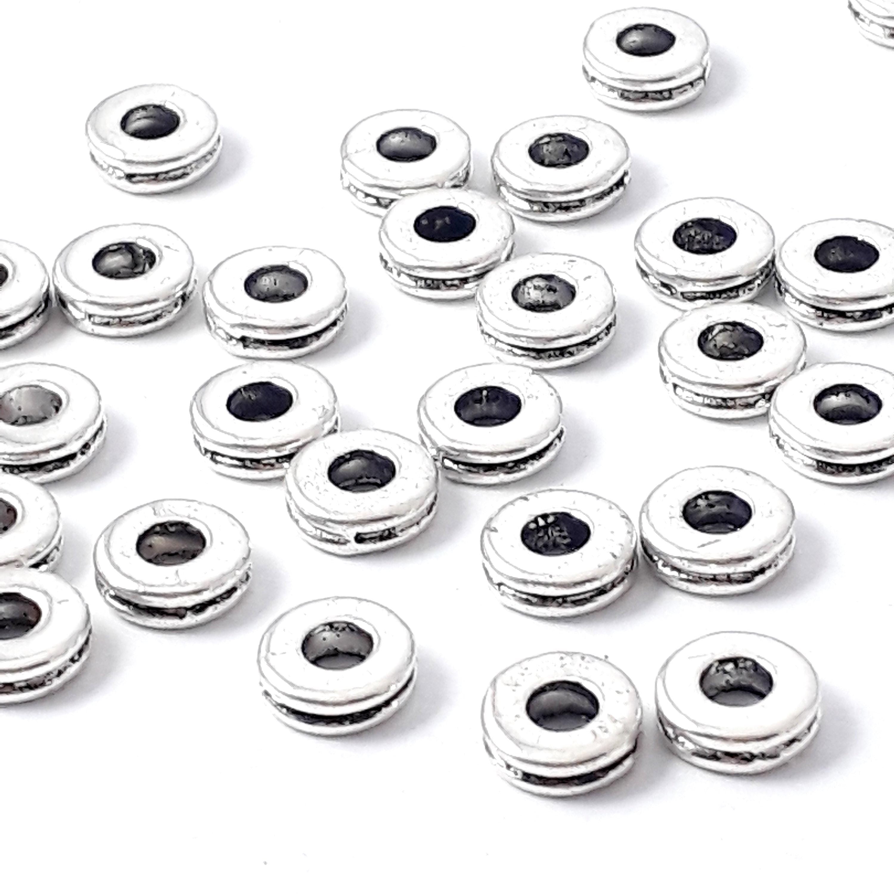 Double Ring Antique Silver 6mm - 25pcs