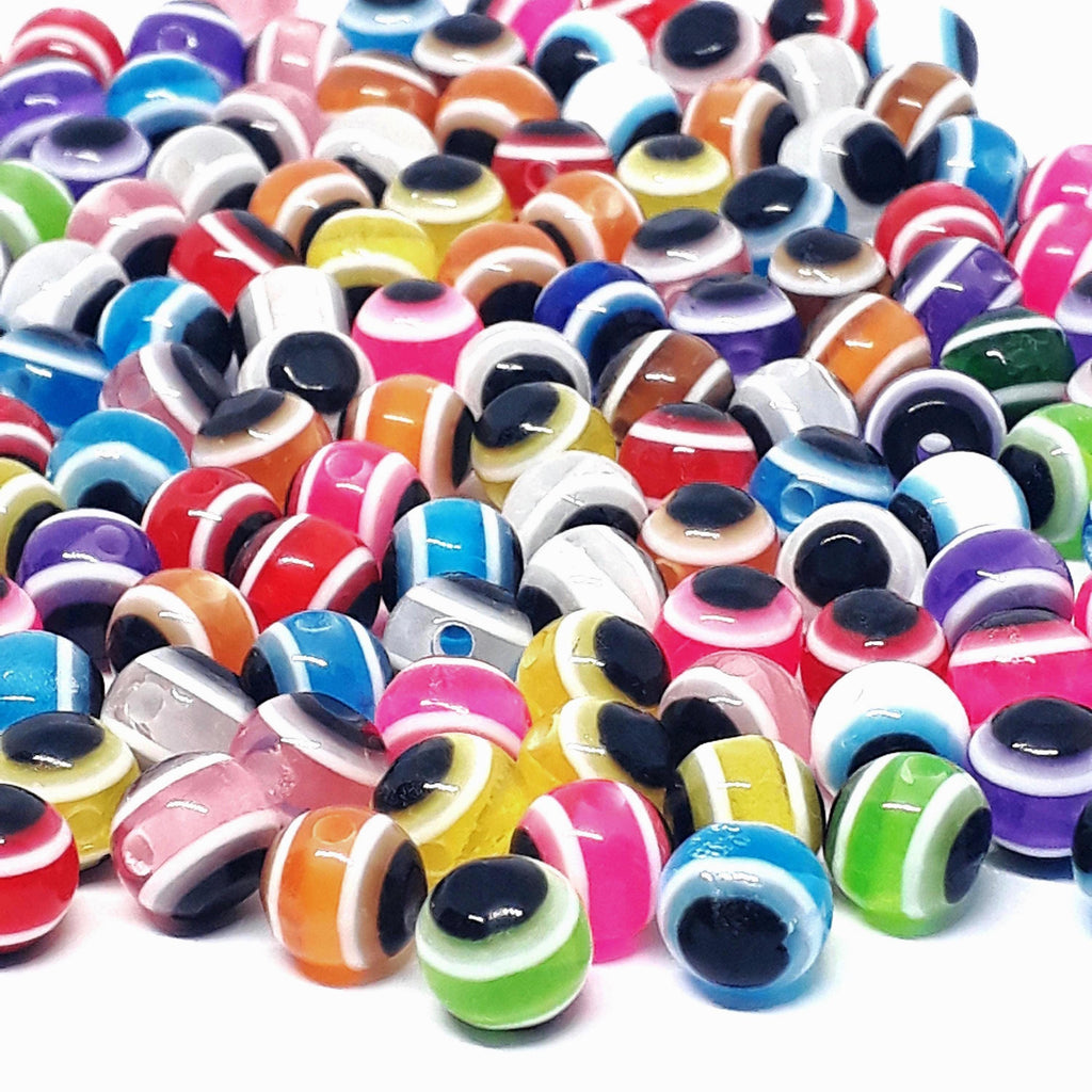 Evil Eye Round Resin Mixed Colour 8x7mm - 50pcs