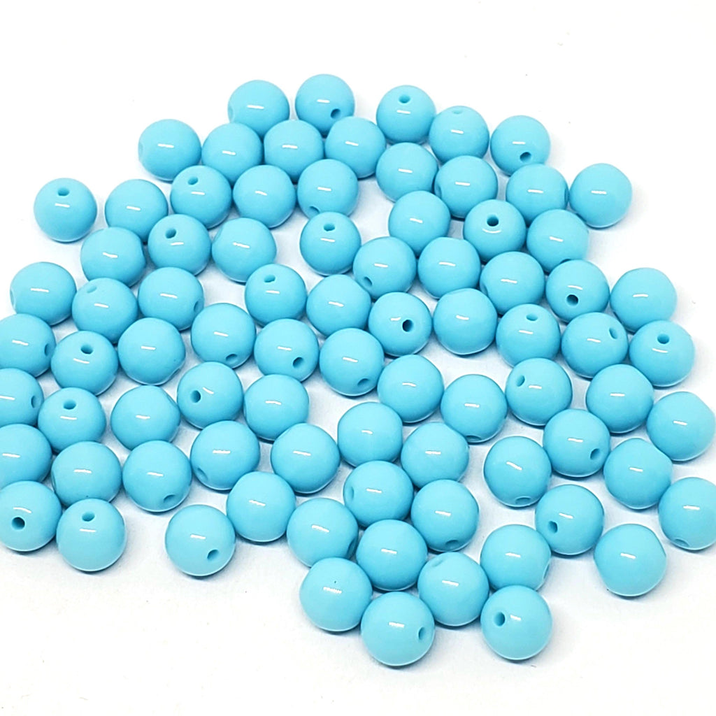 Light Blue Czech Pressed Glass Round Druk 6mm - 30pcs