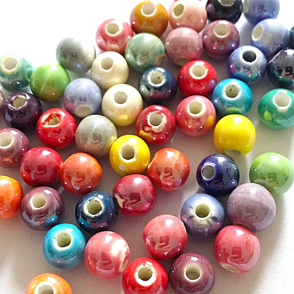 Polished Round Ceramic Mixed Colour 5mm - 10pcs