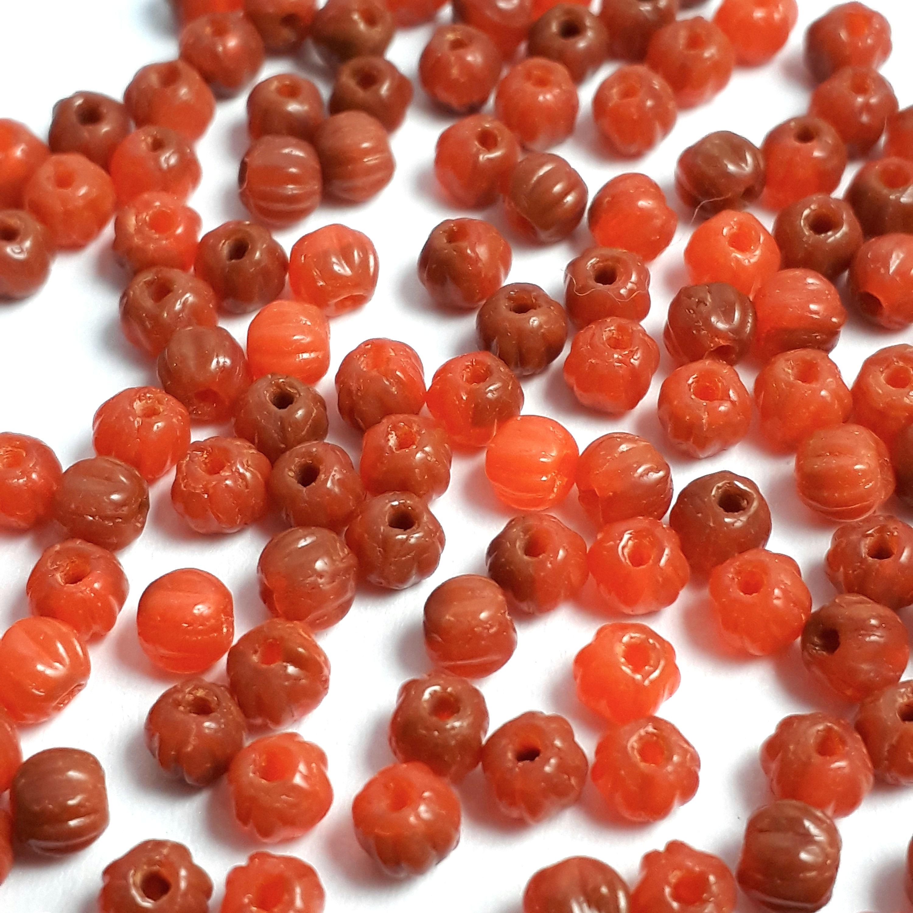 Orange & Caramel Czech Glass Fluted Round 3mm - 40pcs