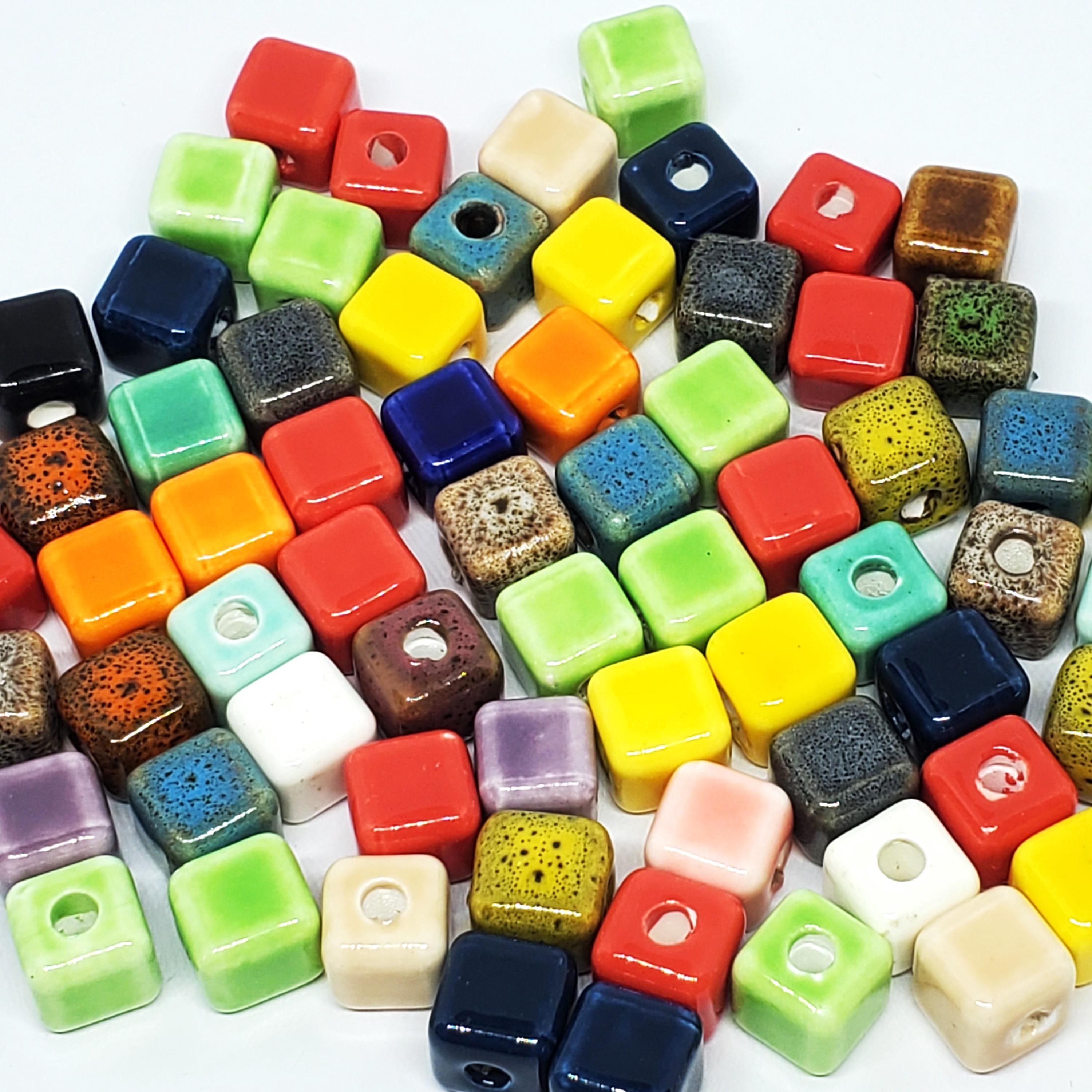 Ceramic Cube Mixed Colour 8mm - 10pcs