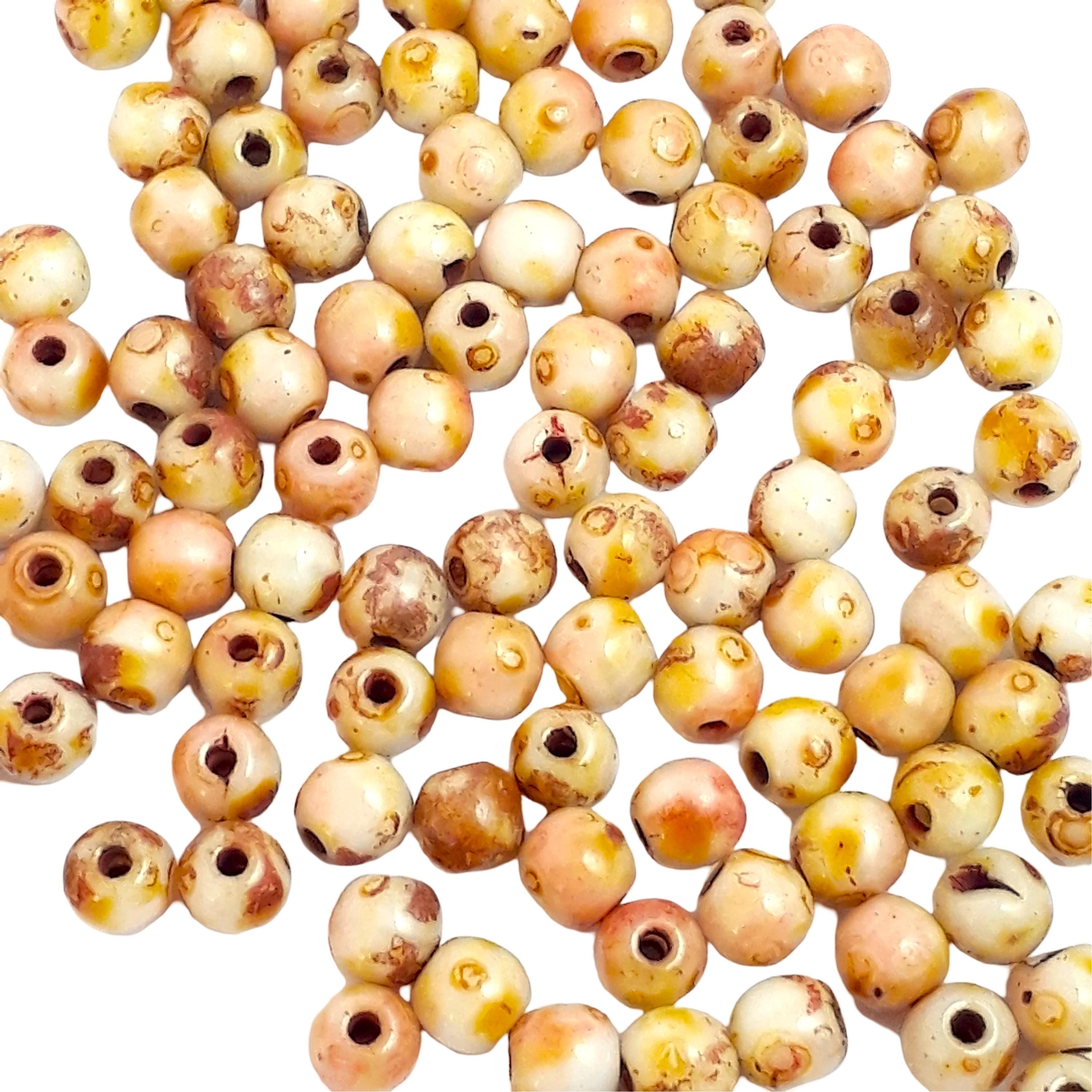 Brown, Pink & Green Picasso Czech Glass Round 4mm - 60pcs