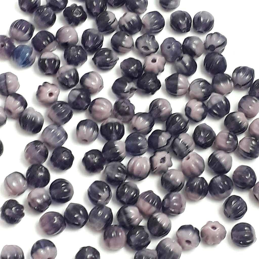 Two Tone Purple Fluted Czech Glass 4mm - 30pcs