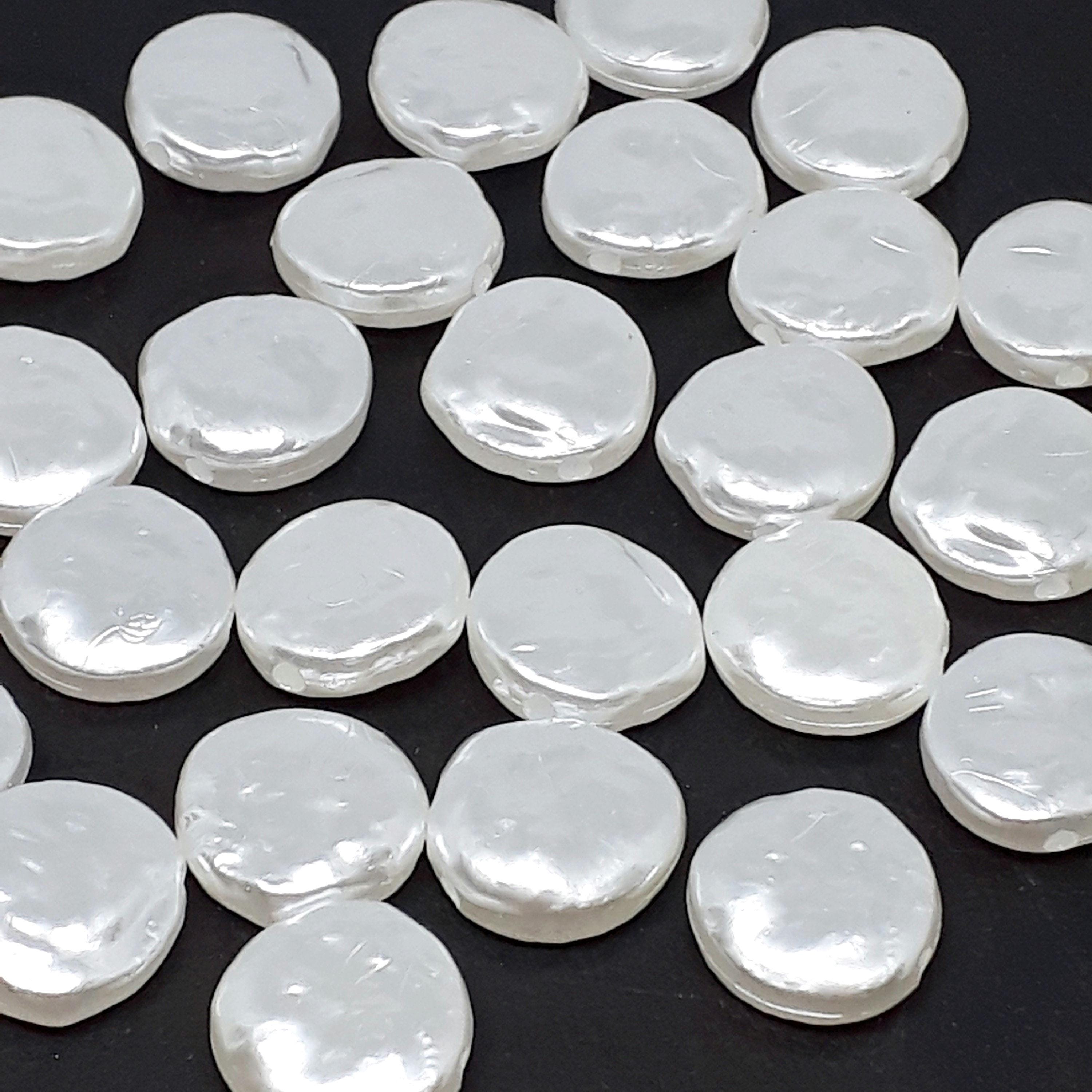 Acrylic Pearl Hammered Coin 14mm - 25pcs