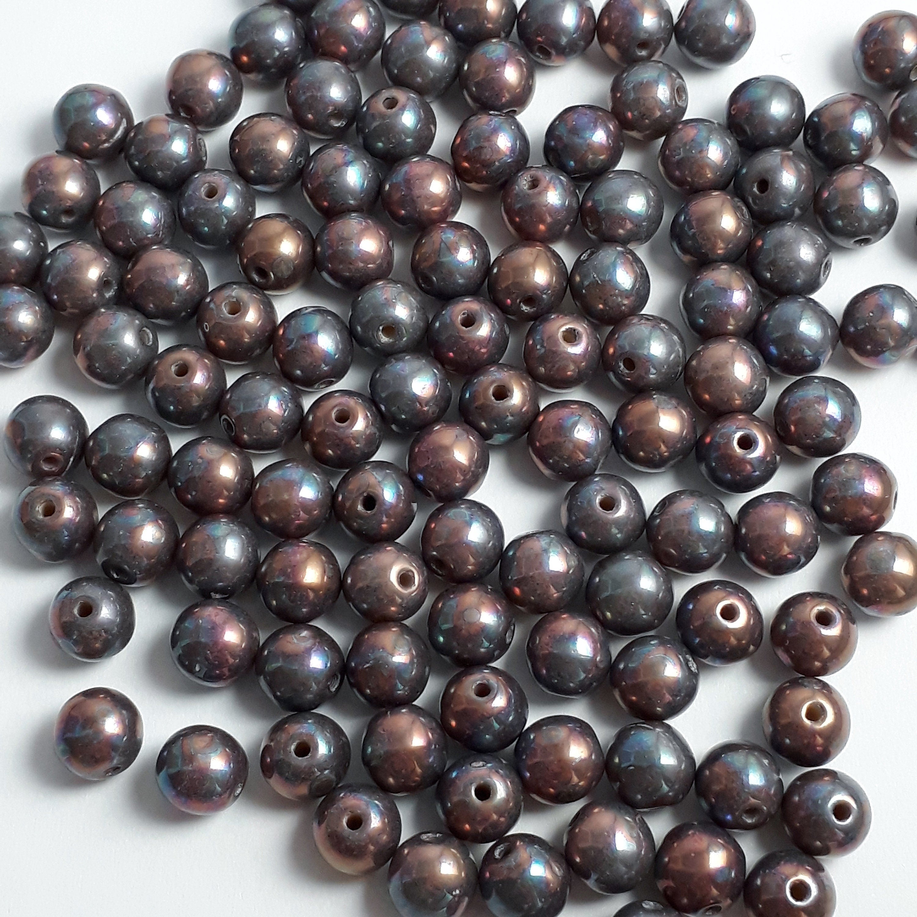 Metallic Orange AB Czech Glass 6mm - 30pcs