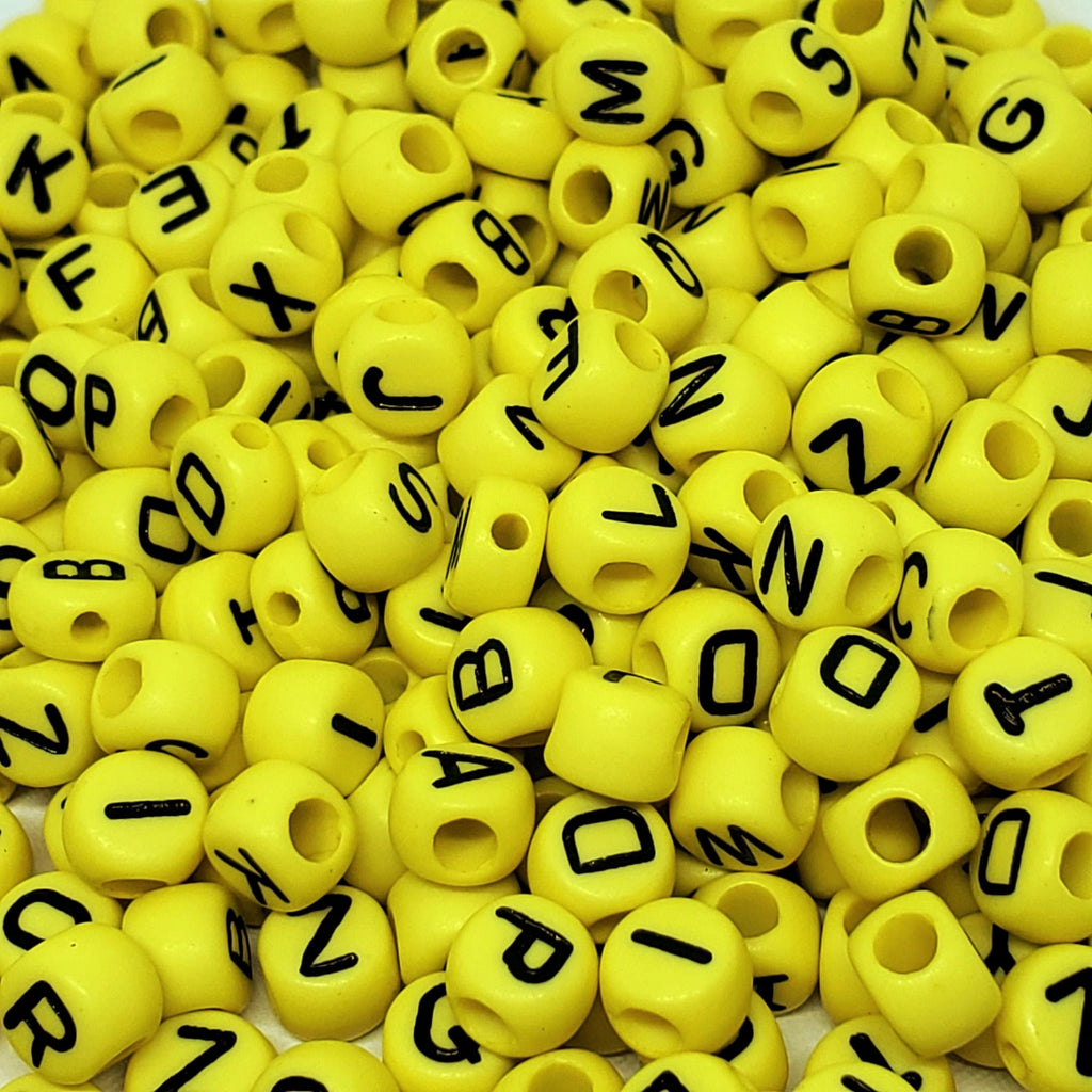 Yellow Letter Alphabet Acrylic Coin 7x6mm - 100pcs