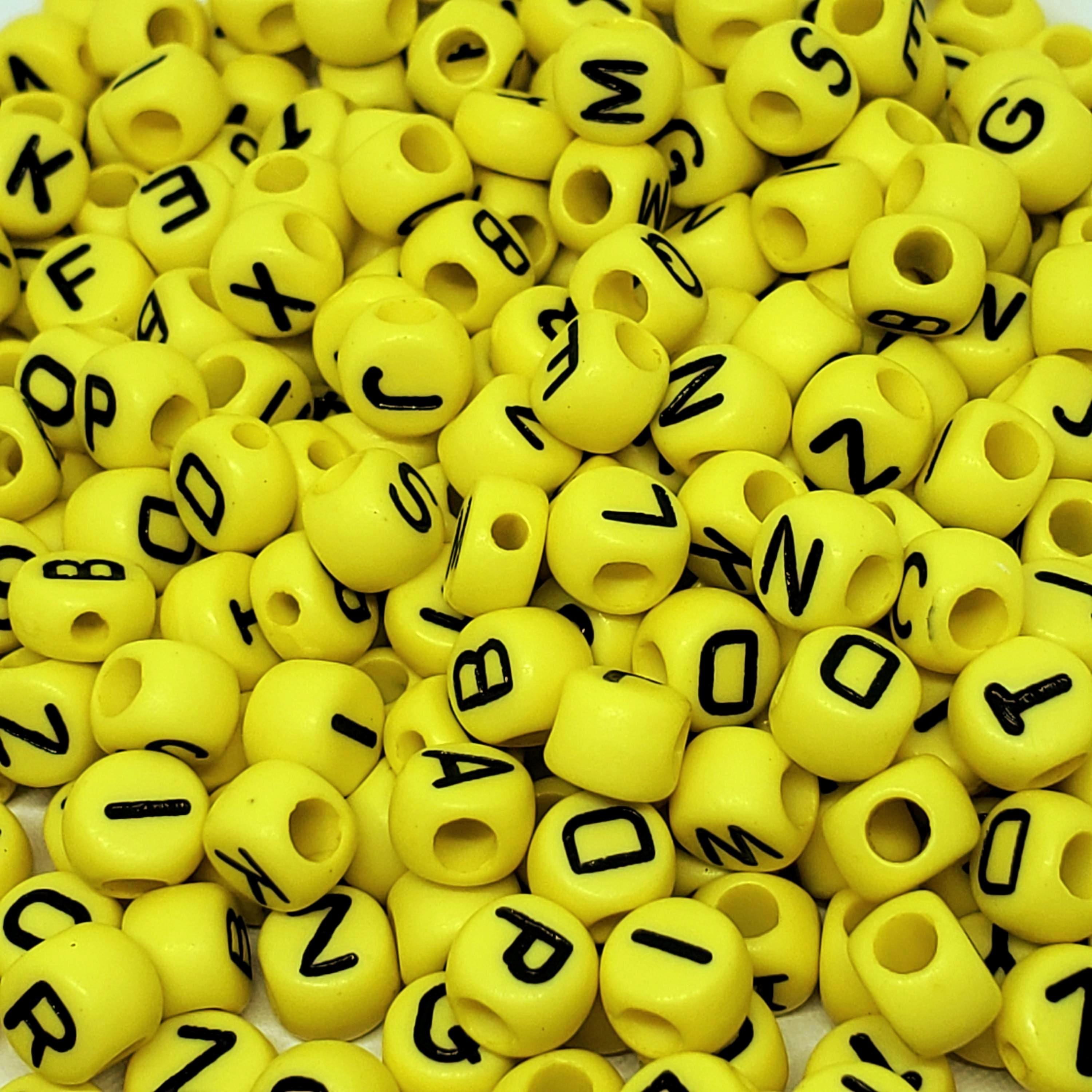 Yellow Letter Alphabet Acrylic Coin 7x6mm - 100pcs