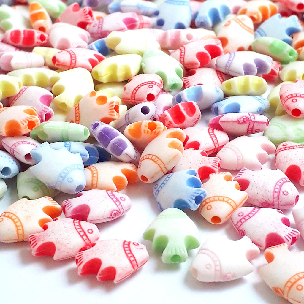 Acrylic Fish Mixed Colour 11x9mm - 100pcs