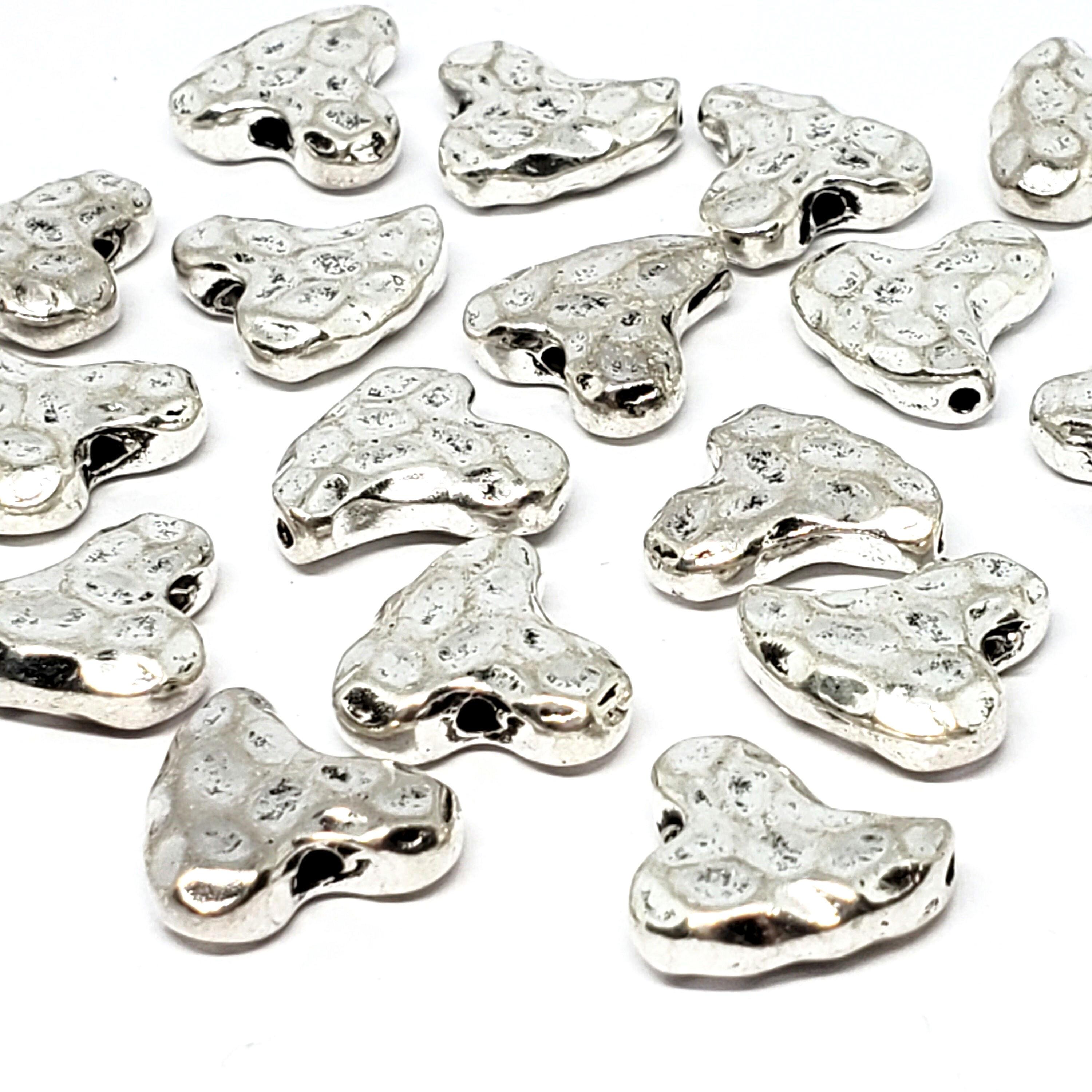 Wonky Hammered Heart Antique Silver 13x13mm - 5pcs