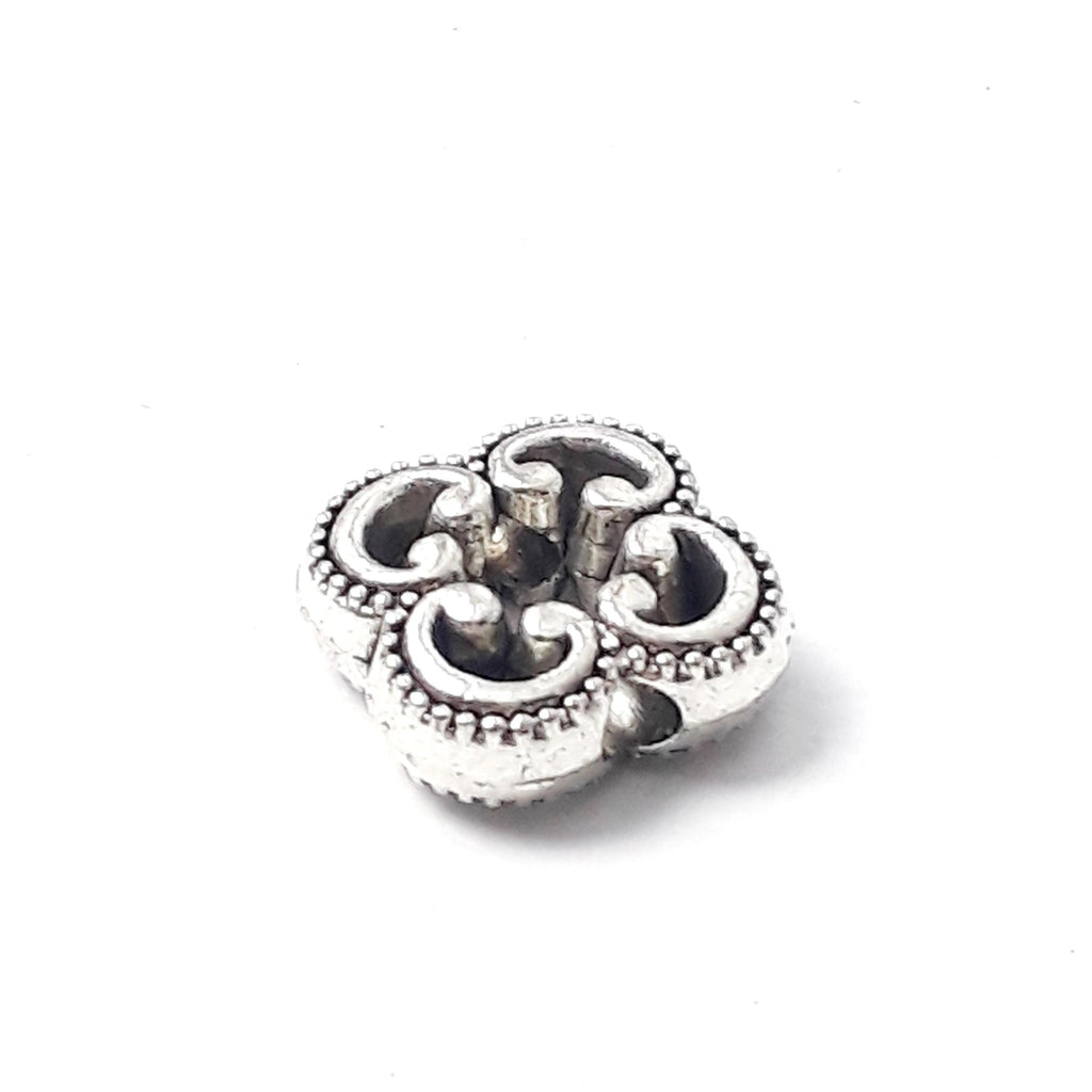 Ornate Flower Antique Silver 10x10mm - 10pcs