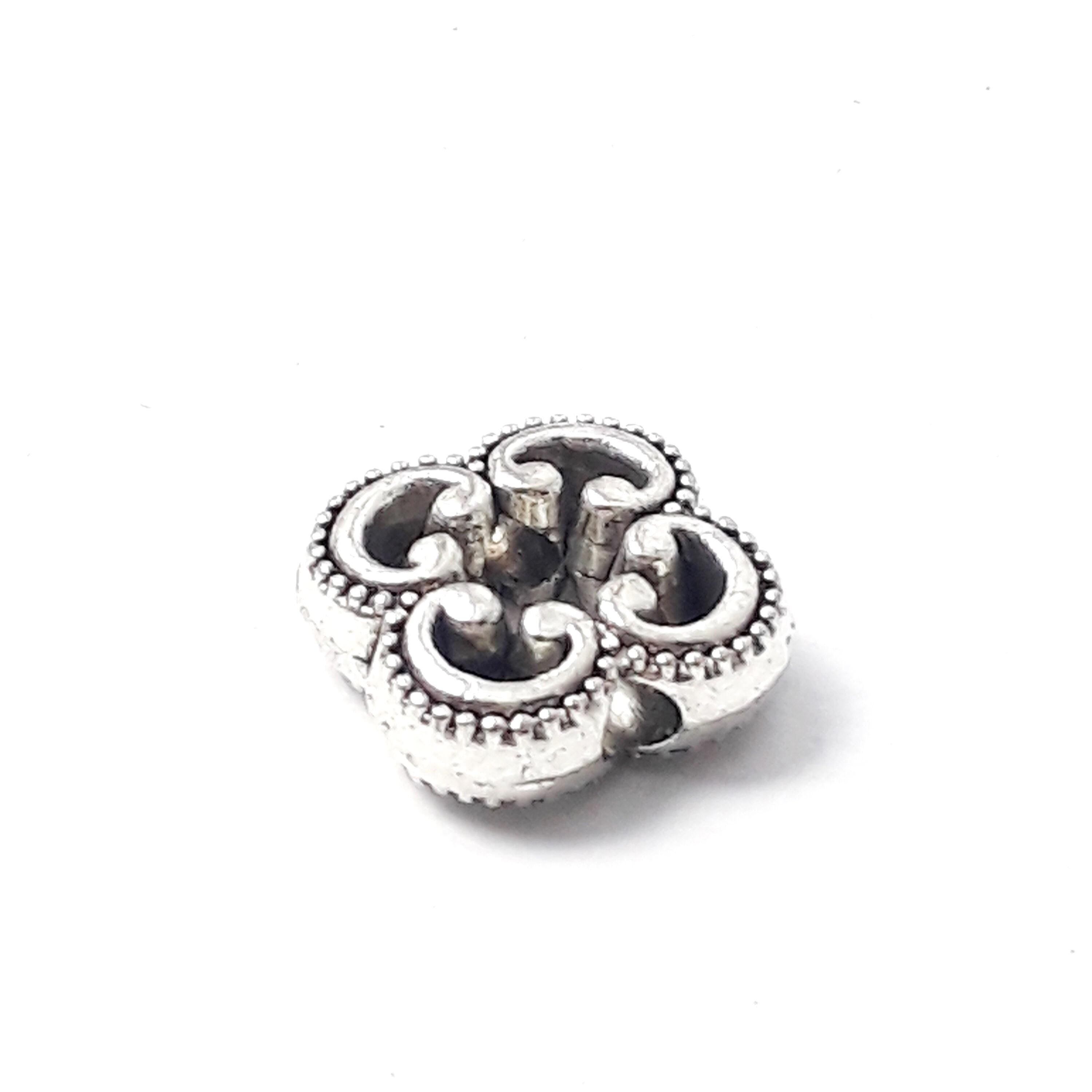 Ornate Flower Antique Silver 10x10mm - 10pcs