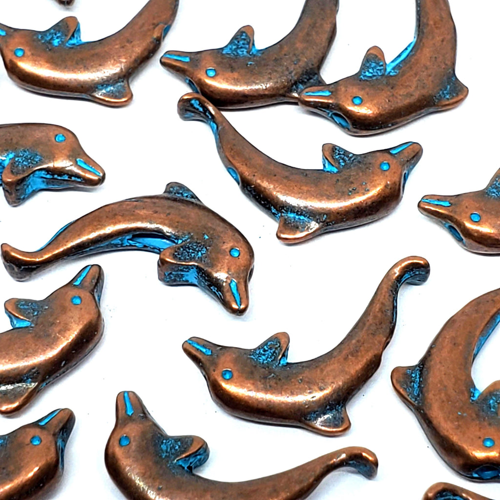 Patina Dolphin Antique Copper 19x11mm - 10pcs