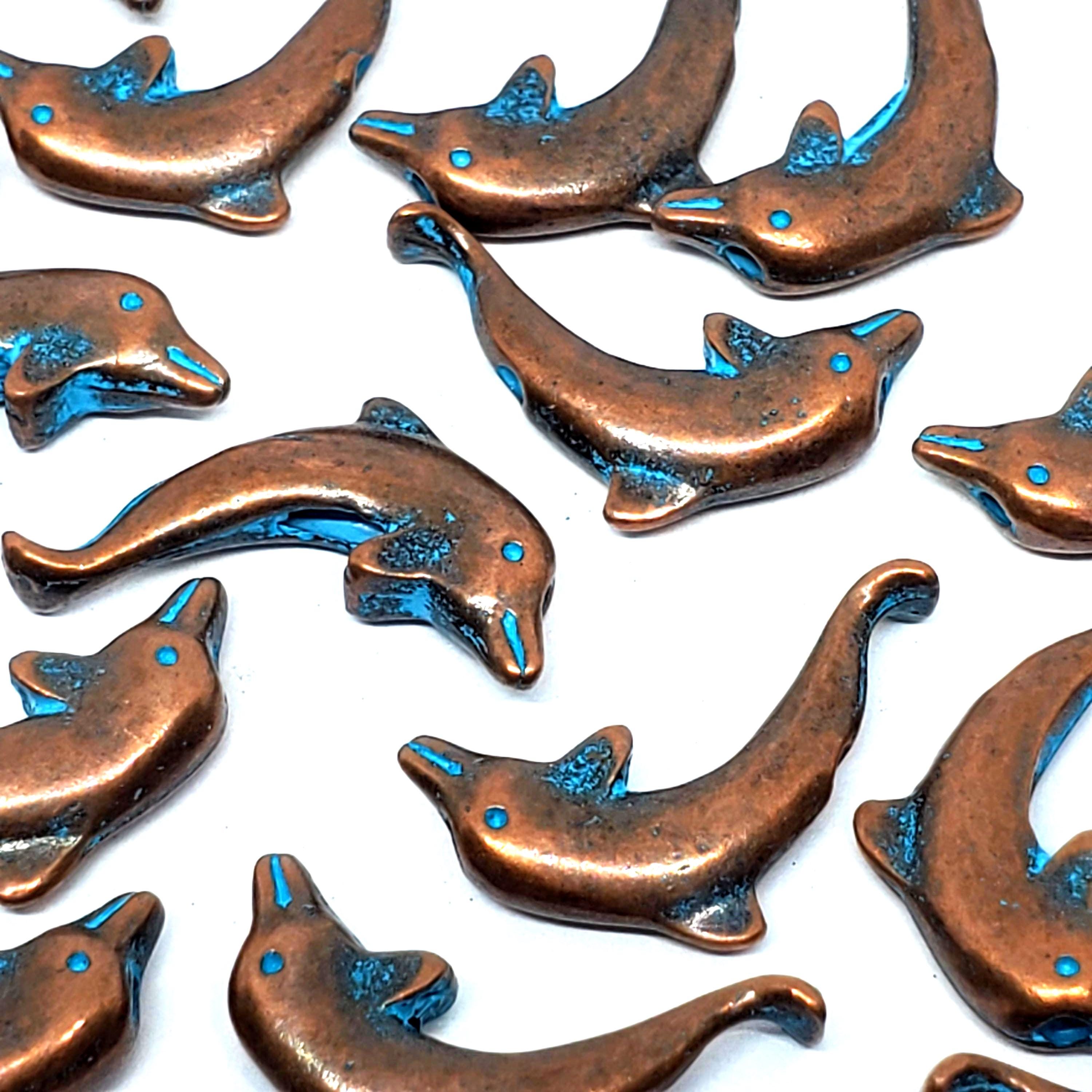 Patina Dolphin Antique Copper 19x11mm - 10pcs