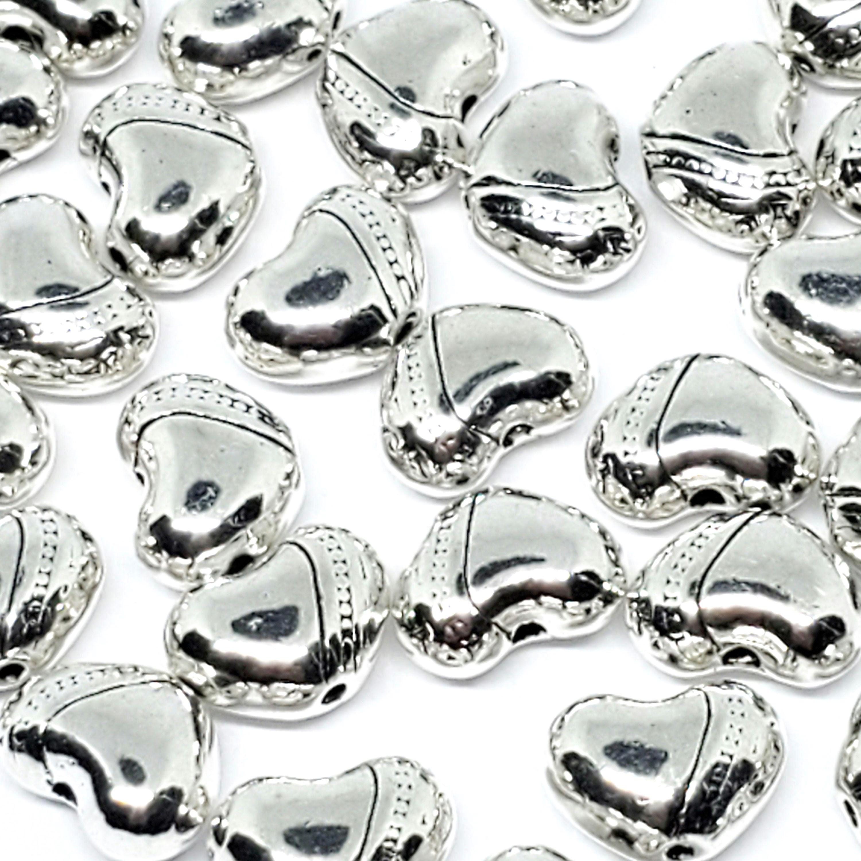 Stripes & Dots Heart Antique Silver 9x7mm - 25pcs