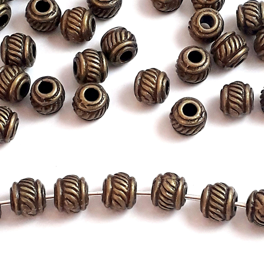 Striped Rondelle Antique Bronze 6x5mm - 20pcs